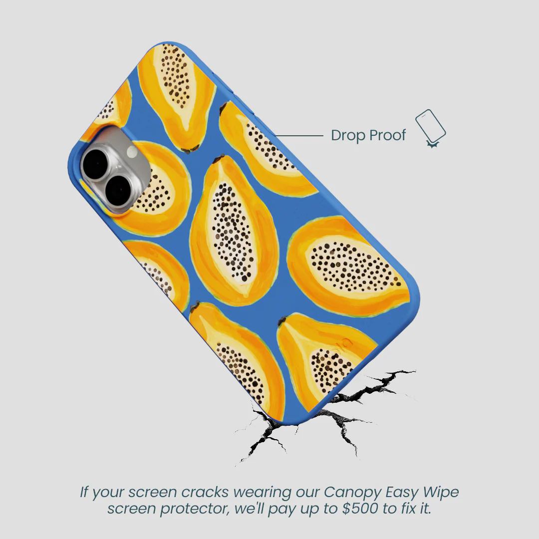 Electric Blue Juicy Papayas iPhone 16 Plus Case - Image 5