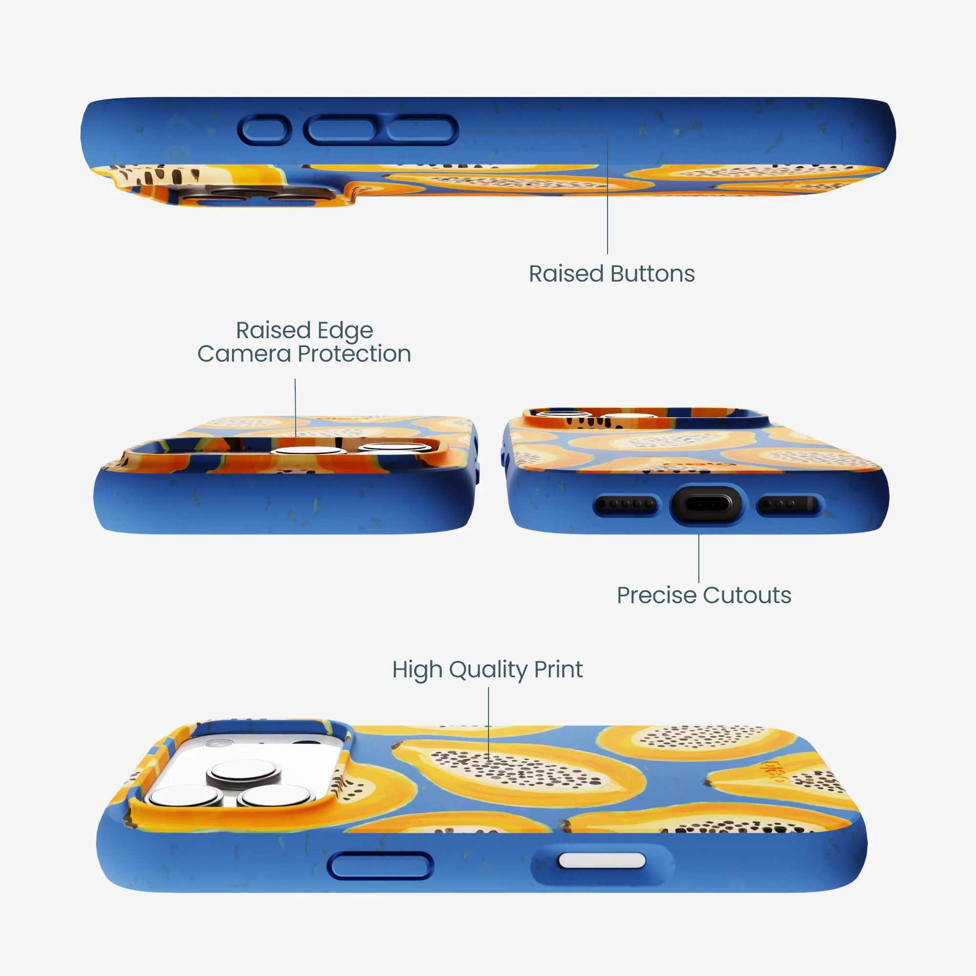 Electric Blue Juicy Papayas iPhone 17 Pro Case - Image 3