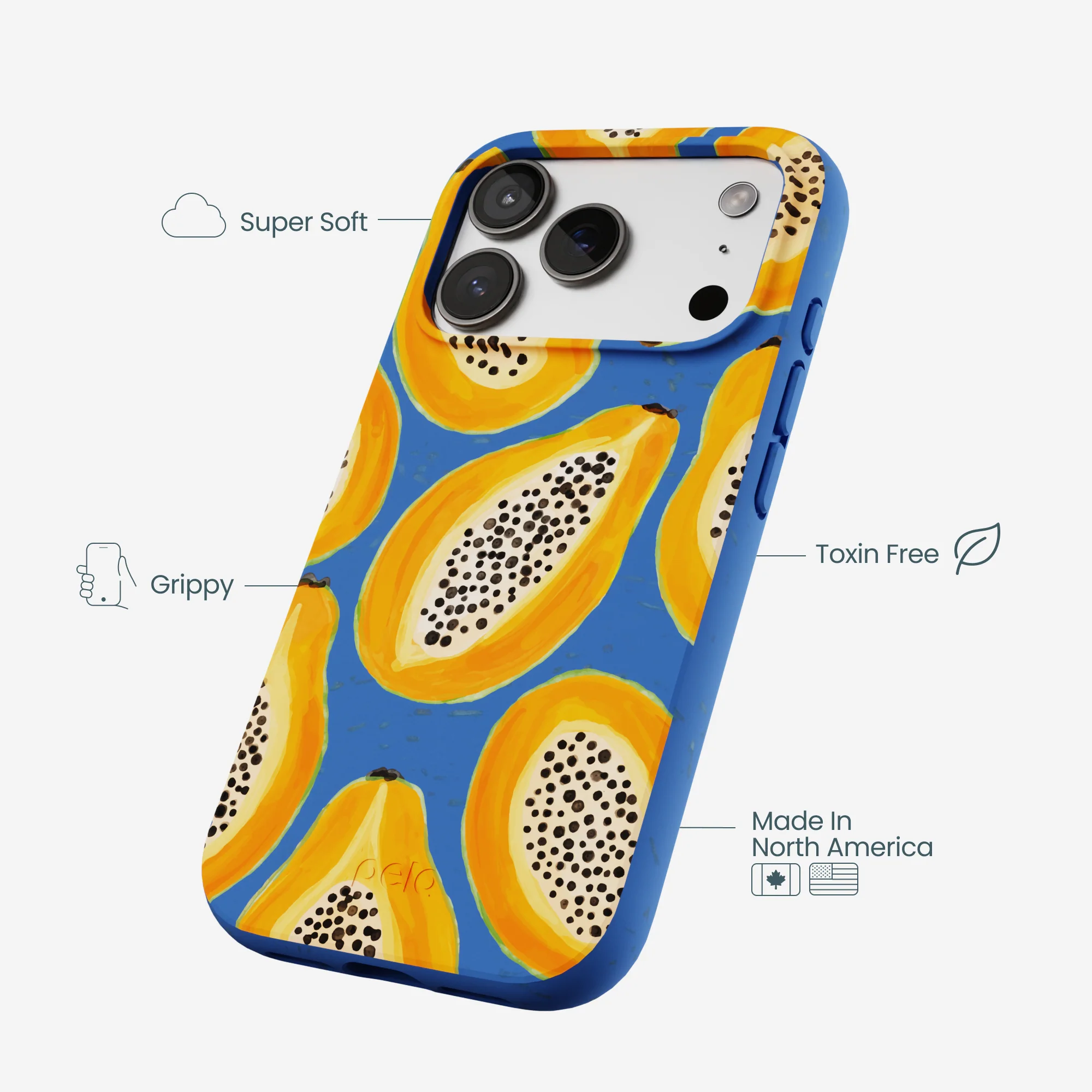 Electric Blue Juicy Papayas iPhone 17 Pro Case - Image 4