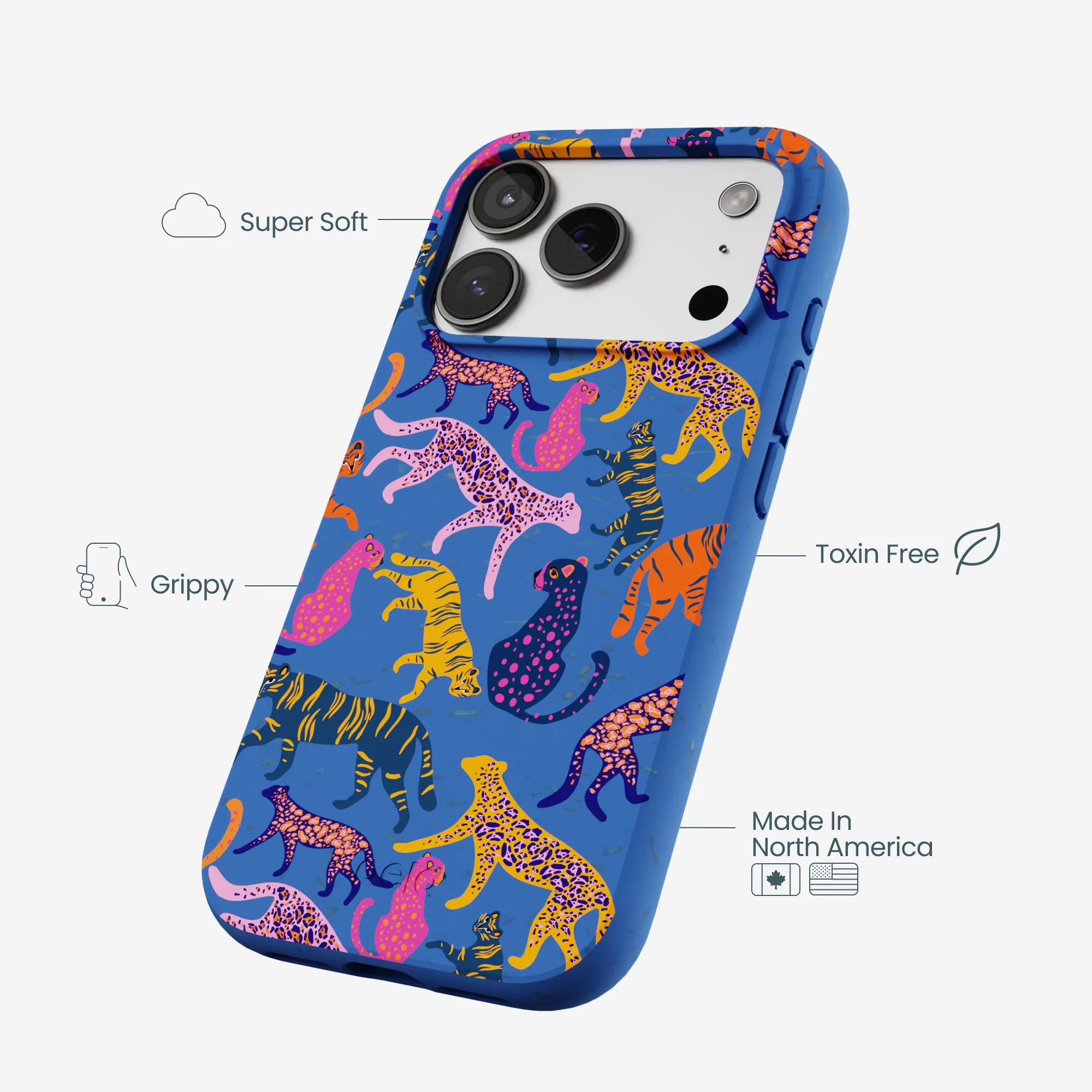 Electric Blue Jungle Cat iPhone 17 Pro Case - Image 3
