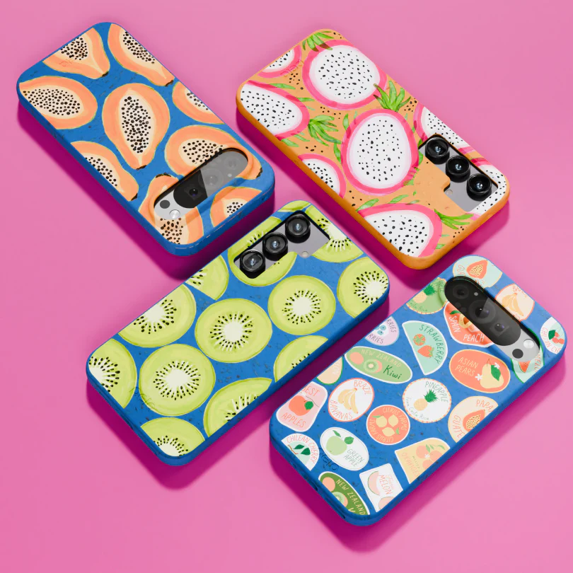 Electric Blue Kiwi Slices iPhone 14 Plus Case - Image 6
