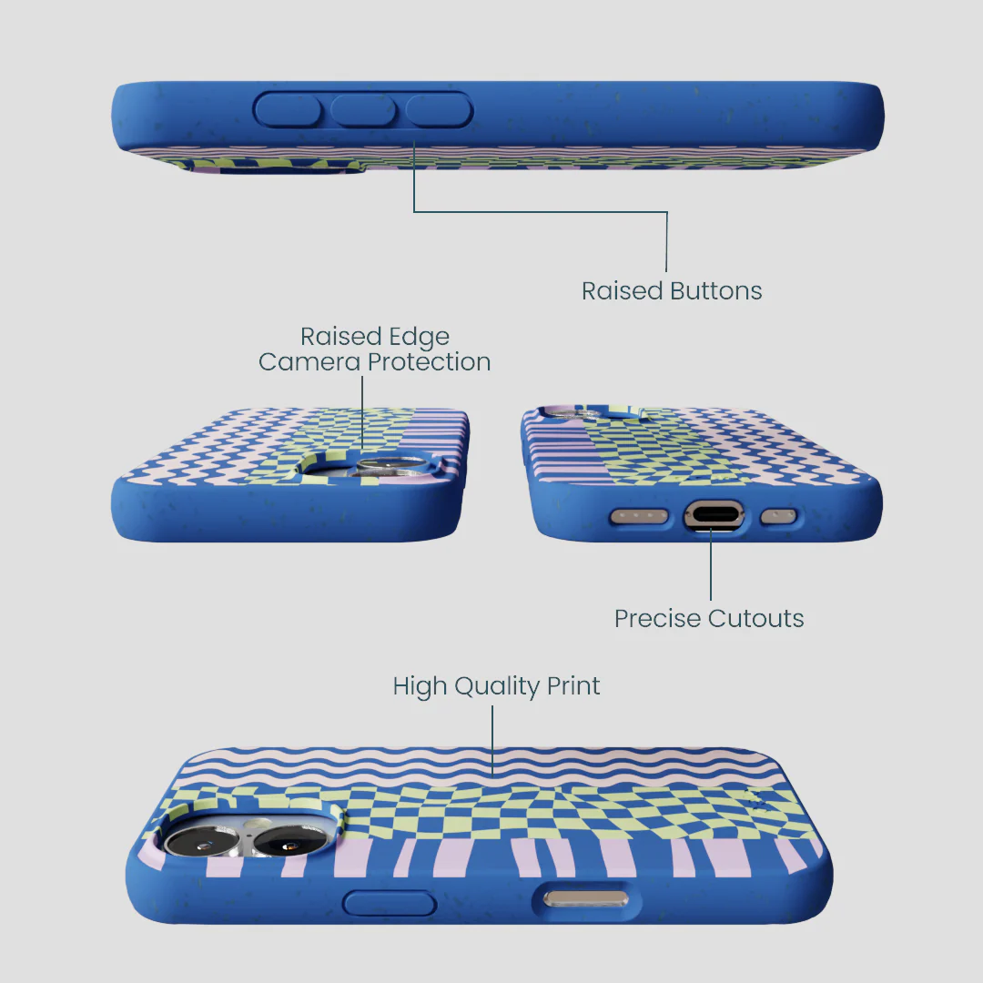 Electric Blue Mixed Up iPhone 16 Case - Image 3