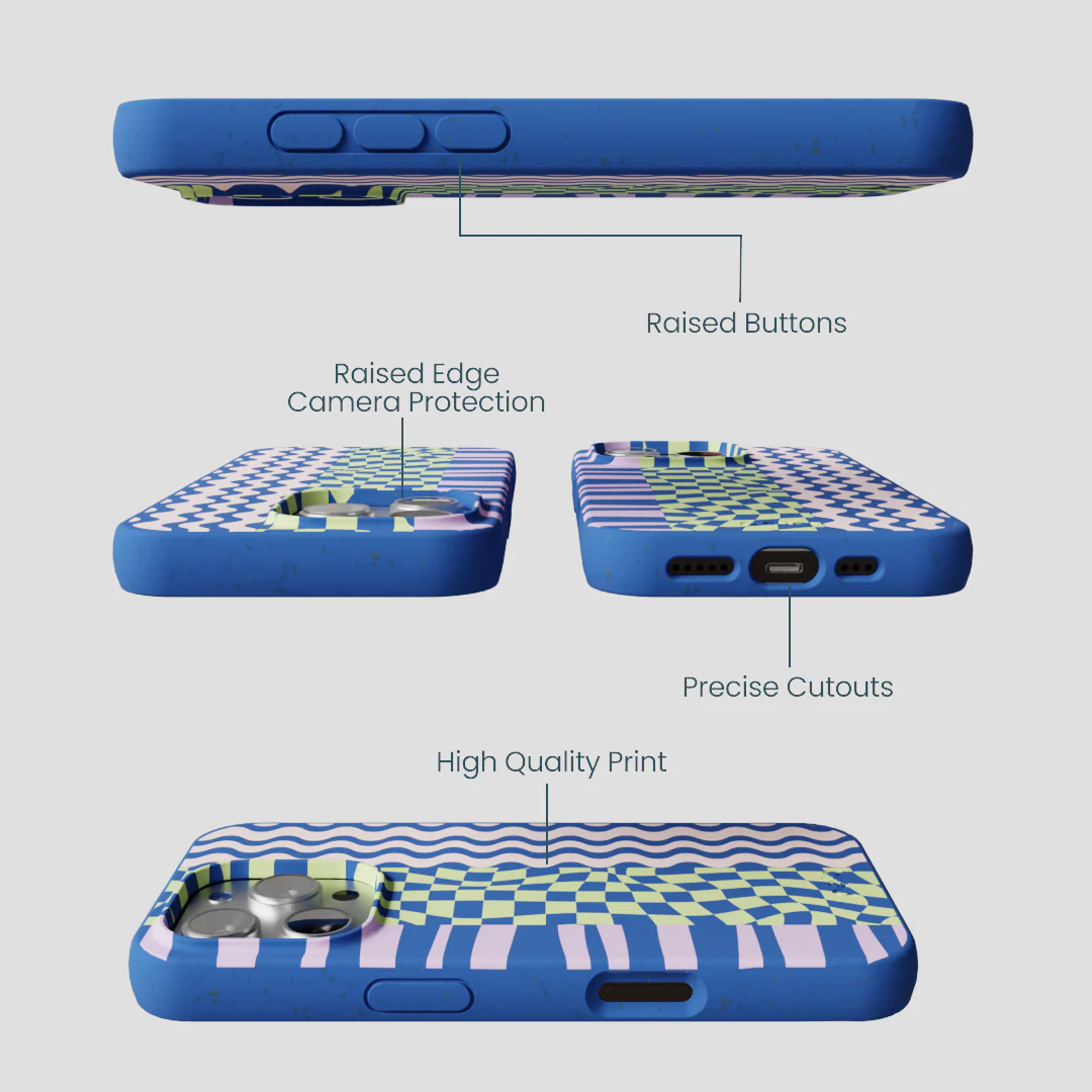 Electric Blue Mixed Up iPhone 16 Pro Case - Image 3