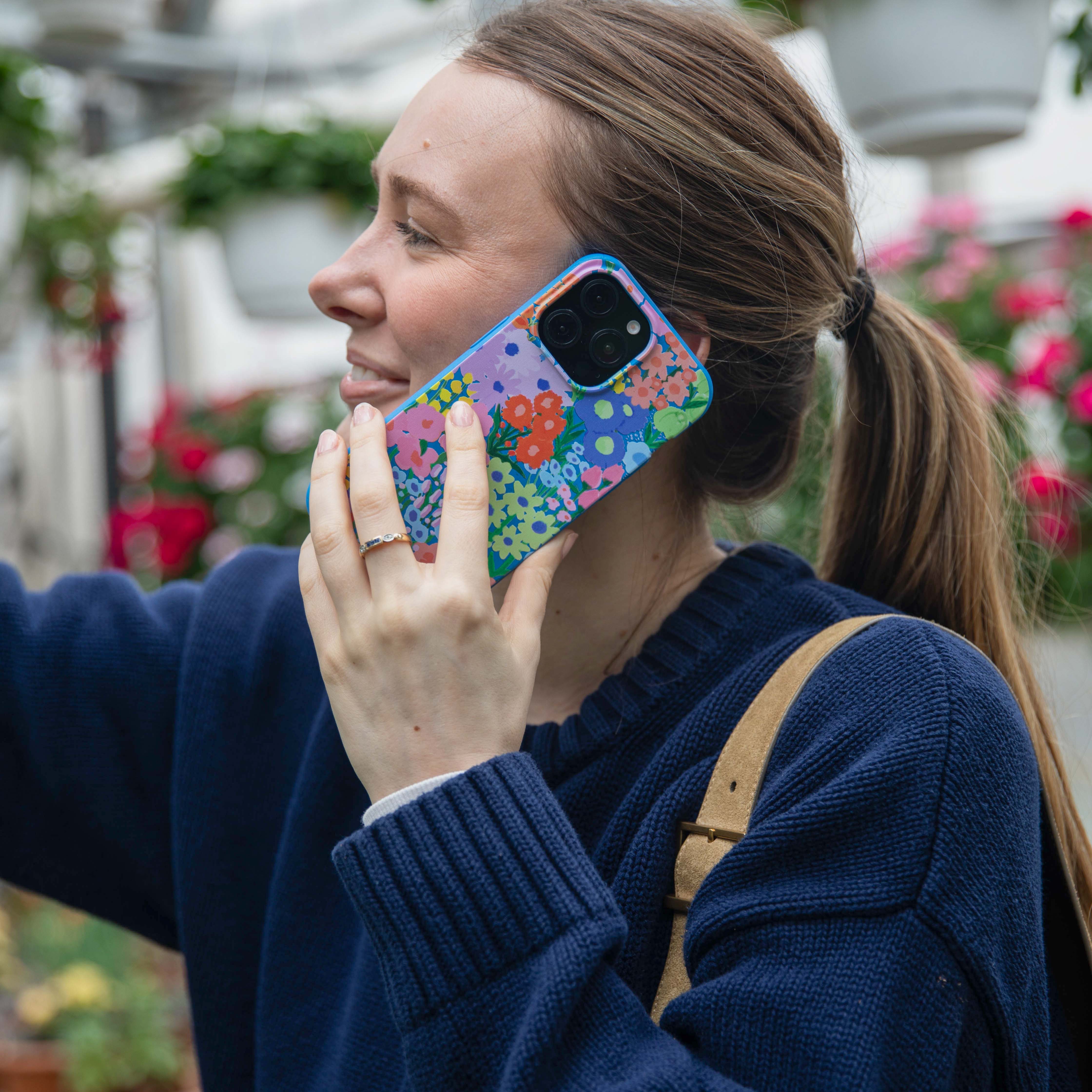 Electric Blue Painted Garden iPhone 13 Pro Max Case - Image 5