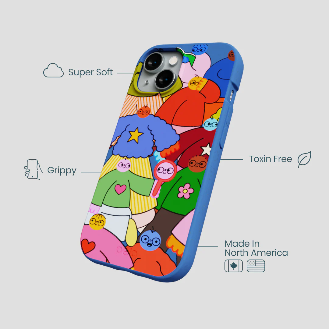 Electric Blue Pals iPhone 15 Case - Image 4