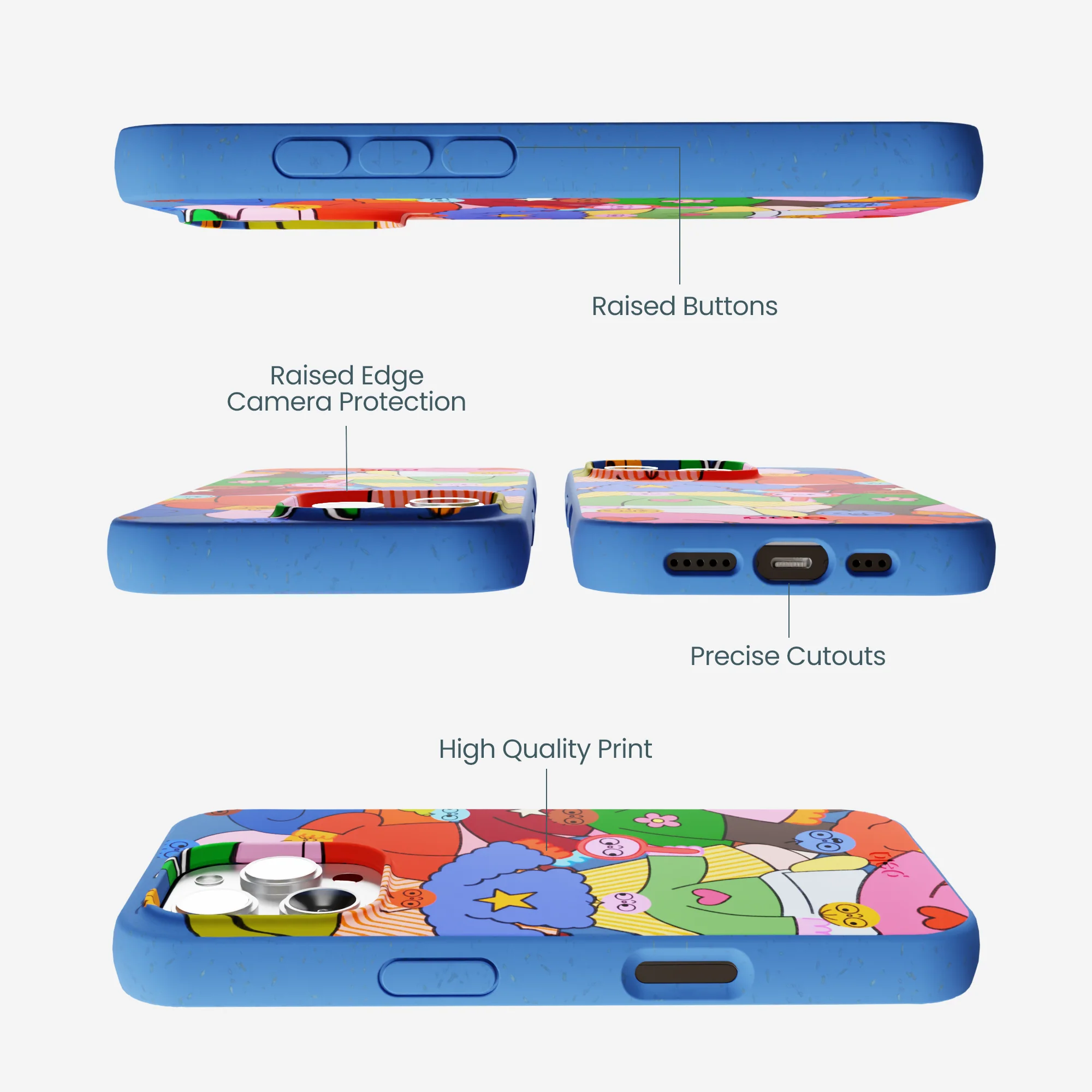 Electric Blue Pals iPhone 16 Pro Max Case - Image 3