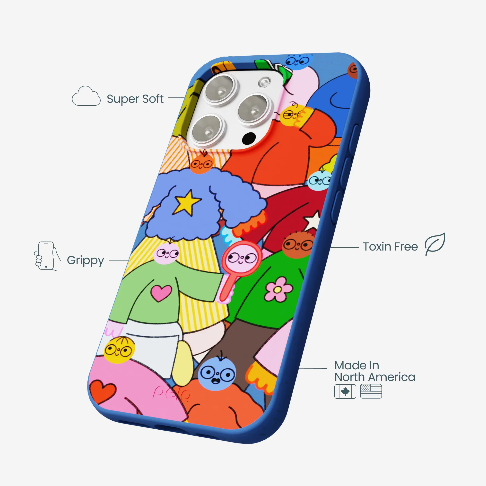 Electric Blue Pals iPhone 16 Pro Max Case - Image 4
