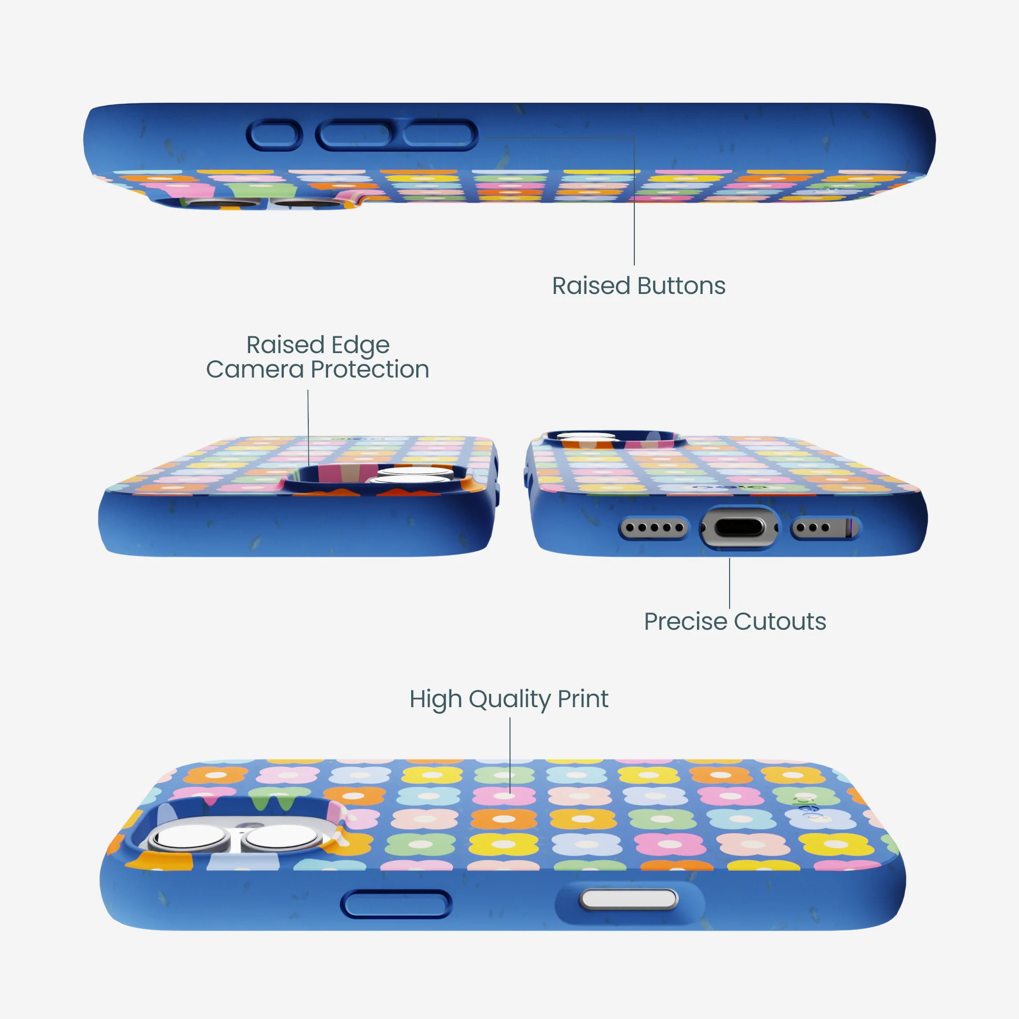 Electric Blue Petal Pop iPhone 17 Case - Image 3