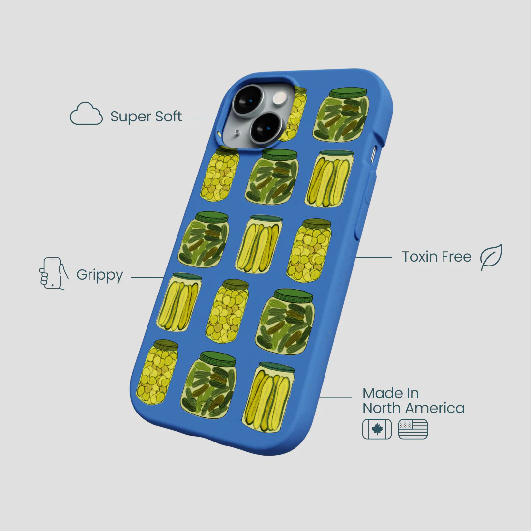 Electric Blue Pickling Pickles iPhone 14 Case - Image 4