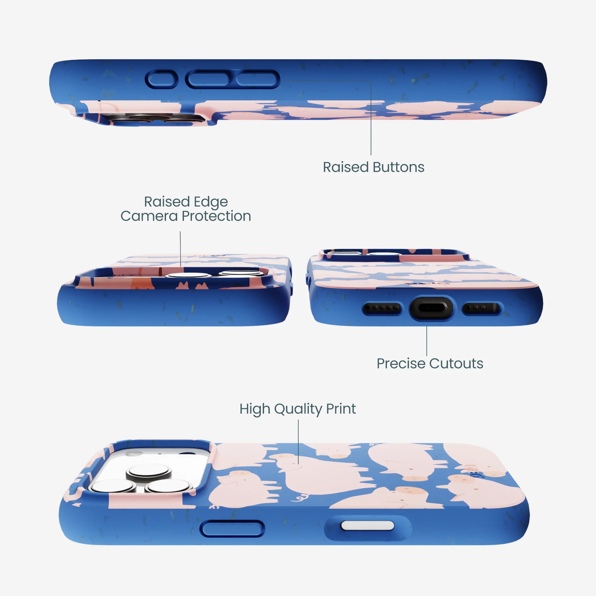 Electric Blue Piggies iPhone 17 Pro Case - Image 3