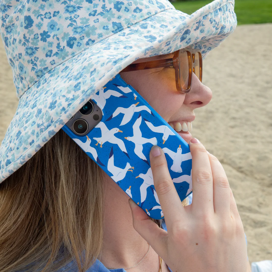 Electric Blue Seagulls iPhone 13 Mini Case - Image 5