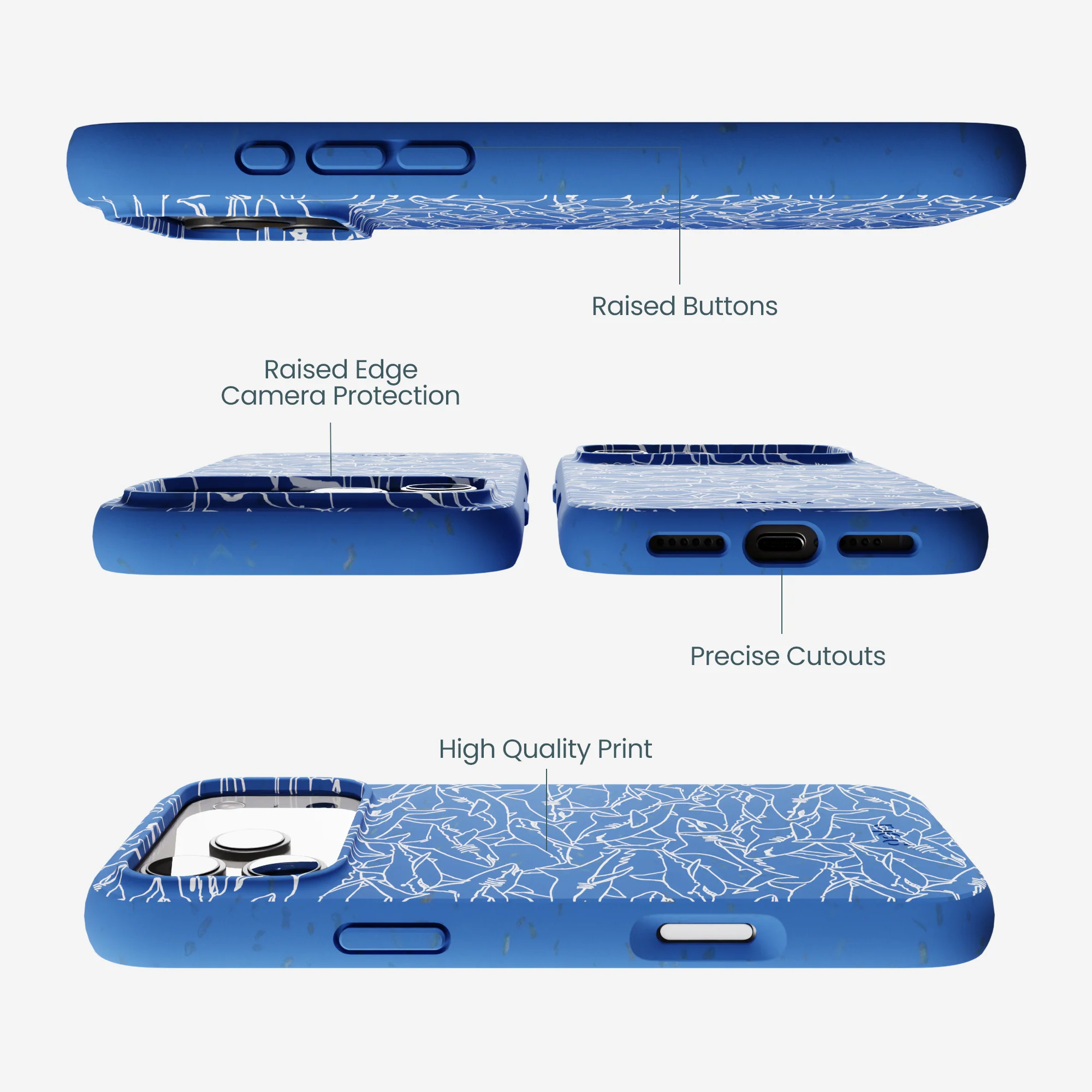 Electric Blue Shark Frenzy iPhone 17 Pro Max Case - Image 2