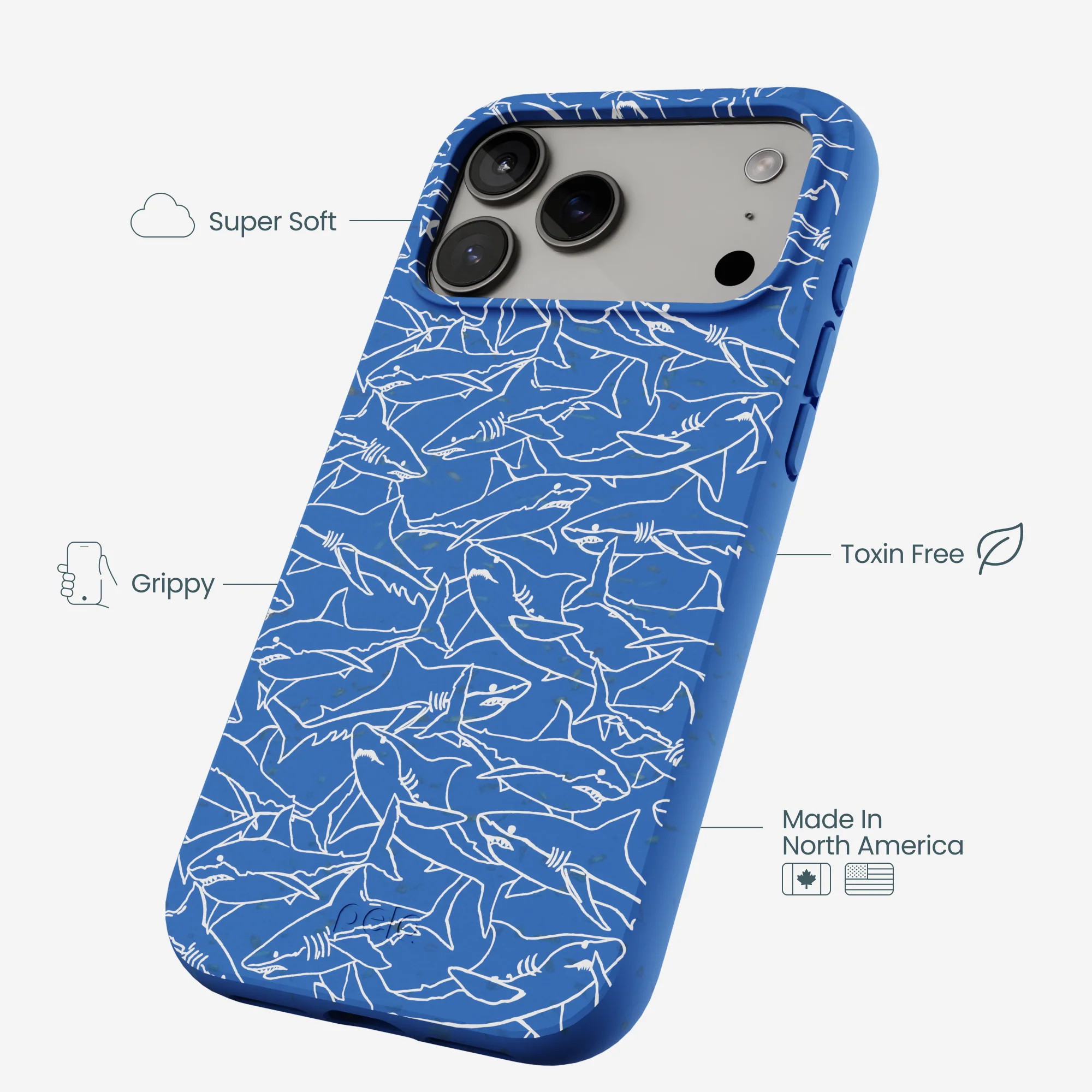 Electric Blue Shark Frenzy iPhone 17 Pro Max Case - Image 3