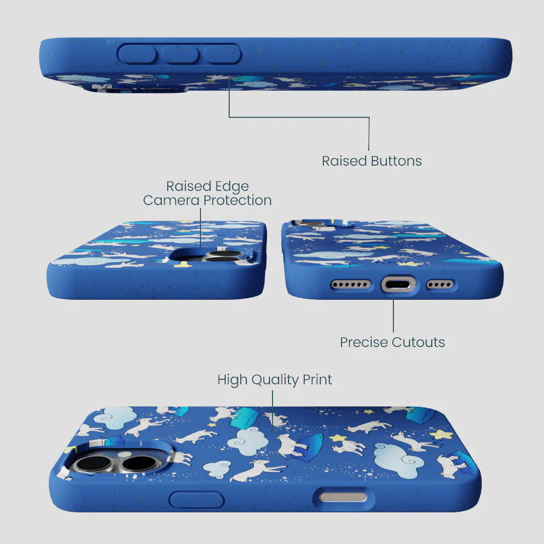 Electric Blue Sheep Dreamers iPhone 16 Plus Case - Image 3