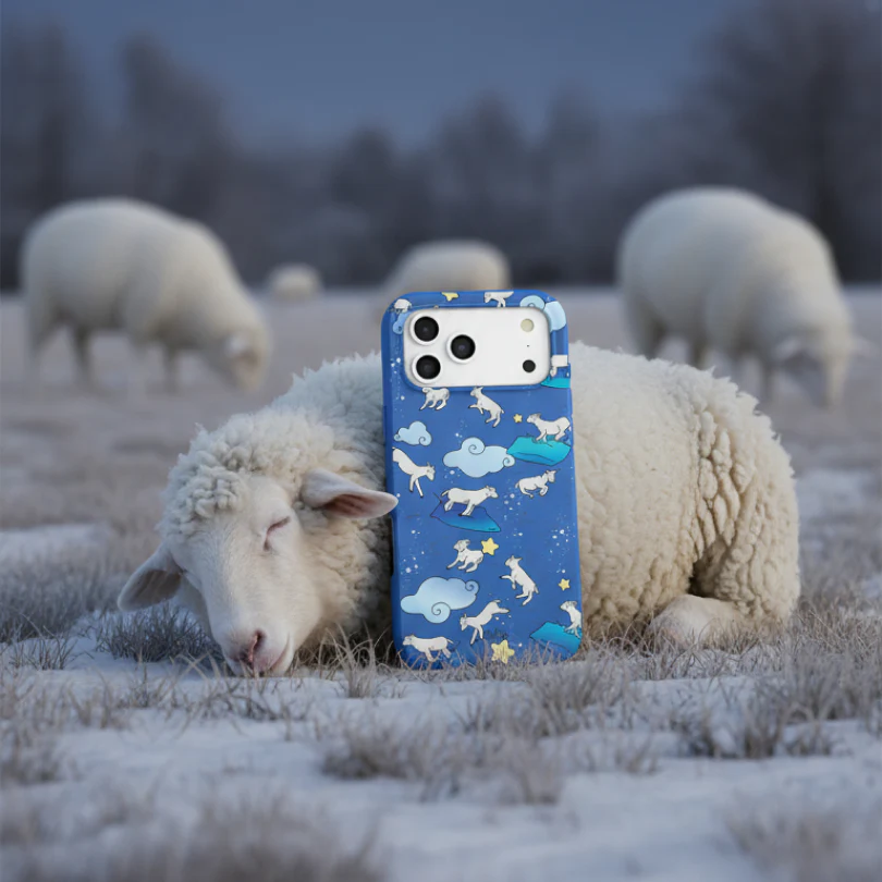 Electric Blue Sheep Dreamers iPhone 6/6s/7/8/SE Case - Image 2