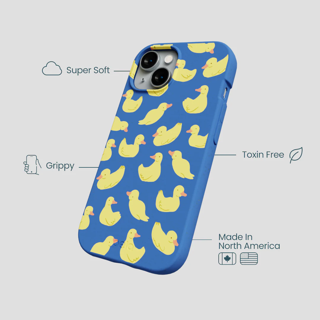 Electric Blue Sunny Ducklings iPhone 15 Case - Image 4