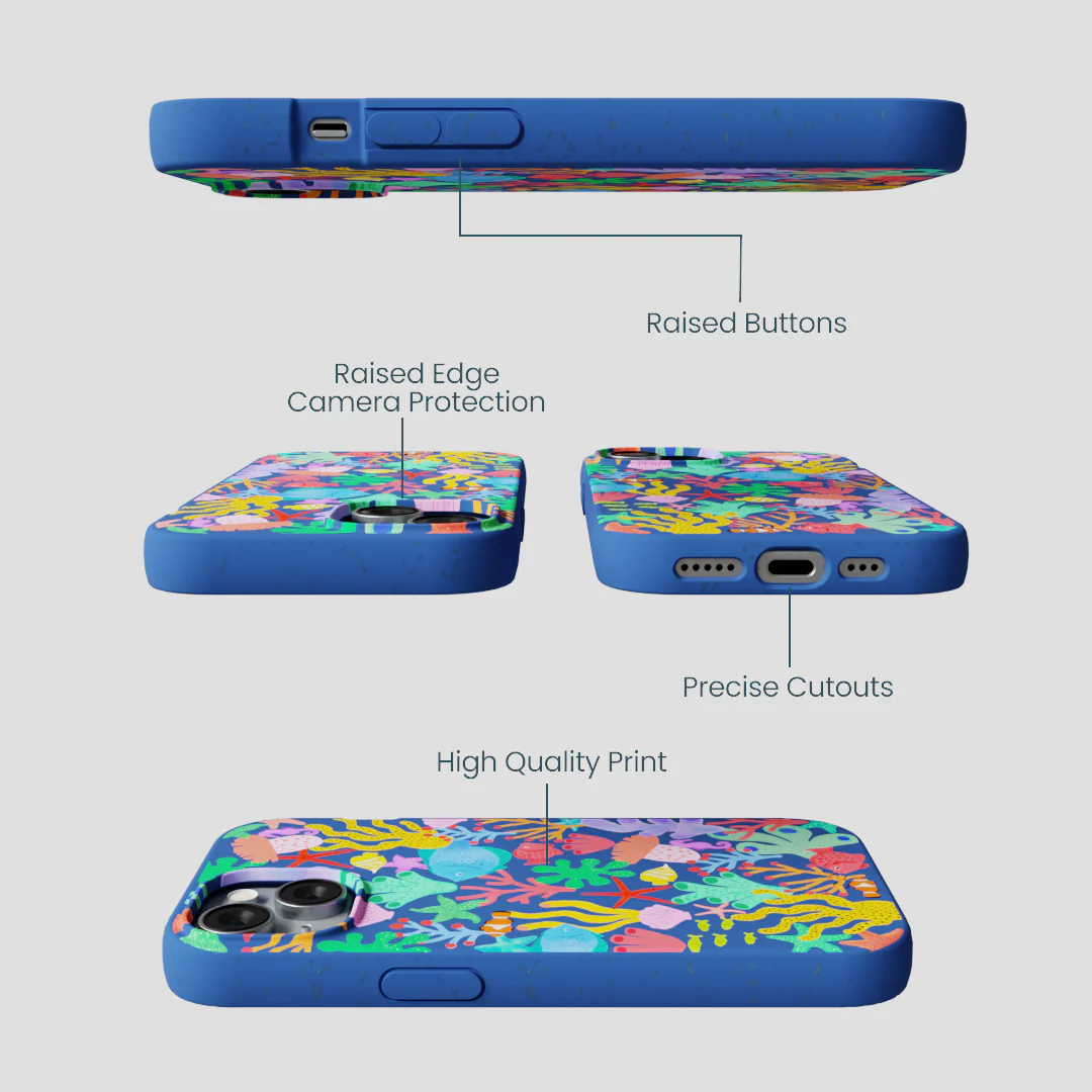 Electric Blue Underwater Blooms iPhone 15 Case - Image 3