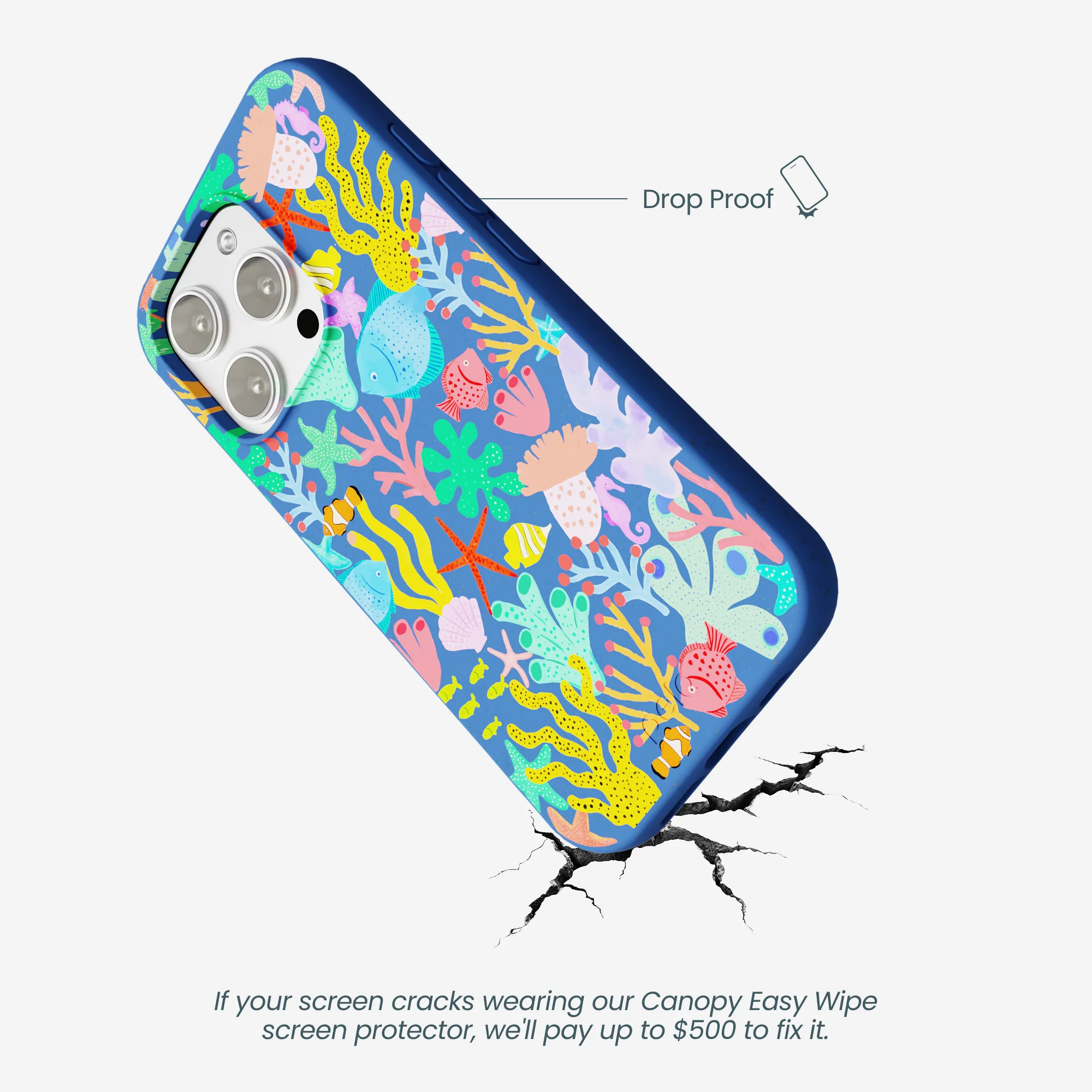 Electric Blue Underwater Blooms iPhone 16 Pro Max Case - Image 5