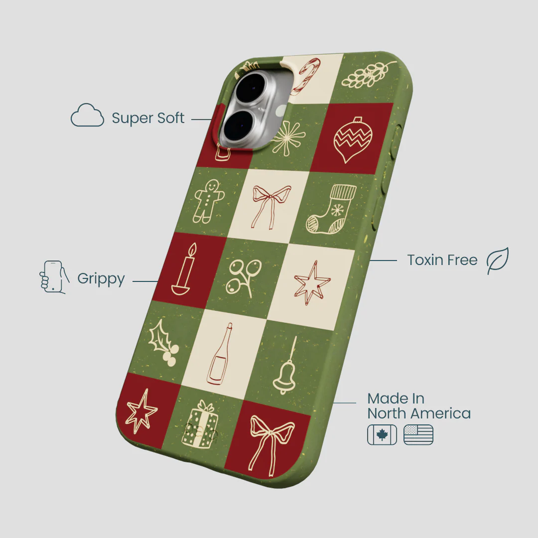 Forest Floor Holiday Squares iPhone 16 Plus Case - Image 4