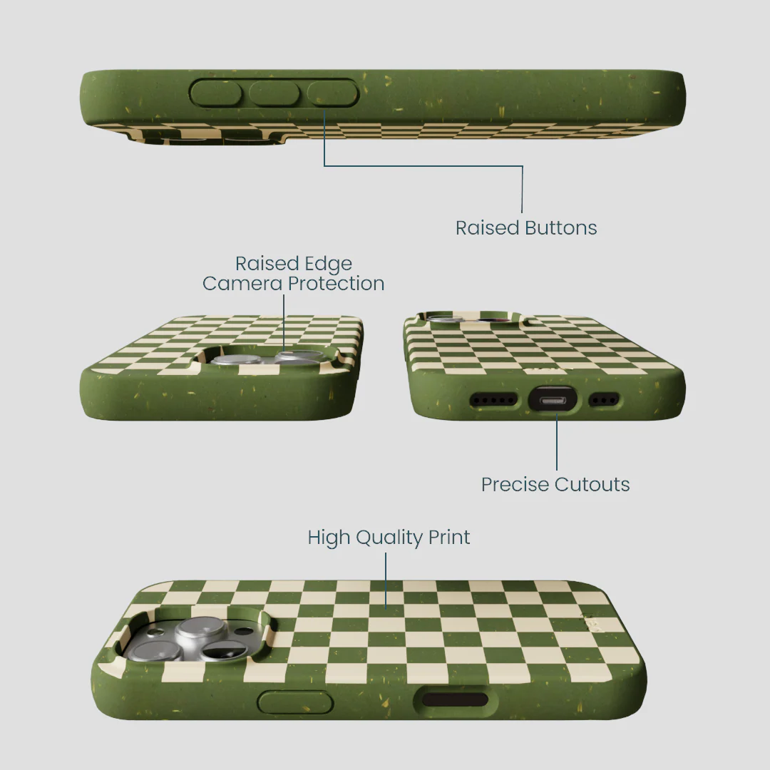 Forest Floor Matcha Check iPhone 16 Pro Case - Image 3