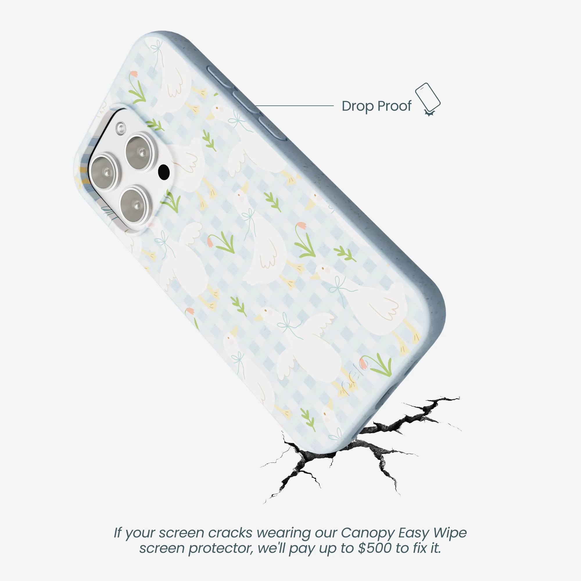 Powder Blue Blooming Quackers iPhone 16 Pro Max Case - Image 5