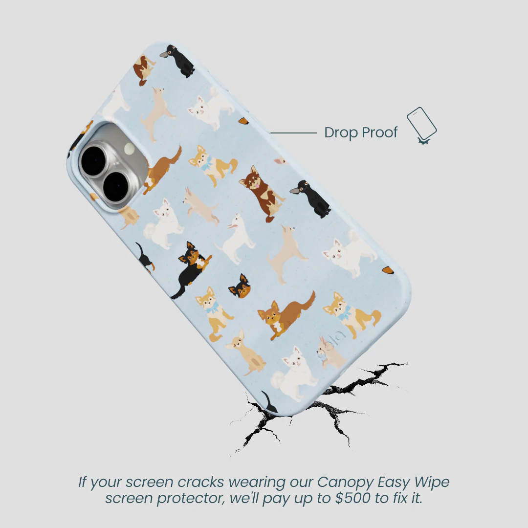Powder Blue Chihuahua Charms iPhone 16 Plus Case - Image 4