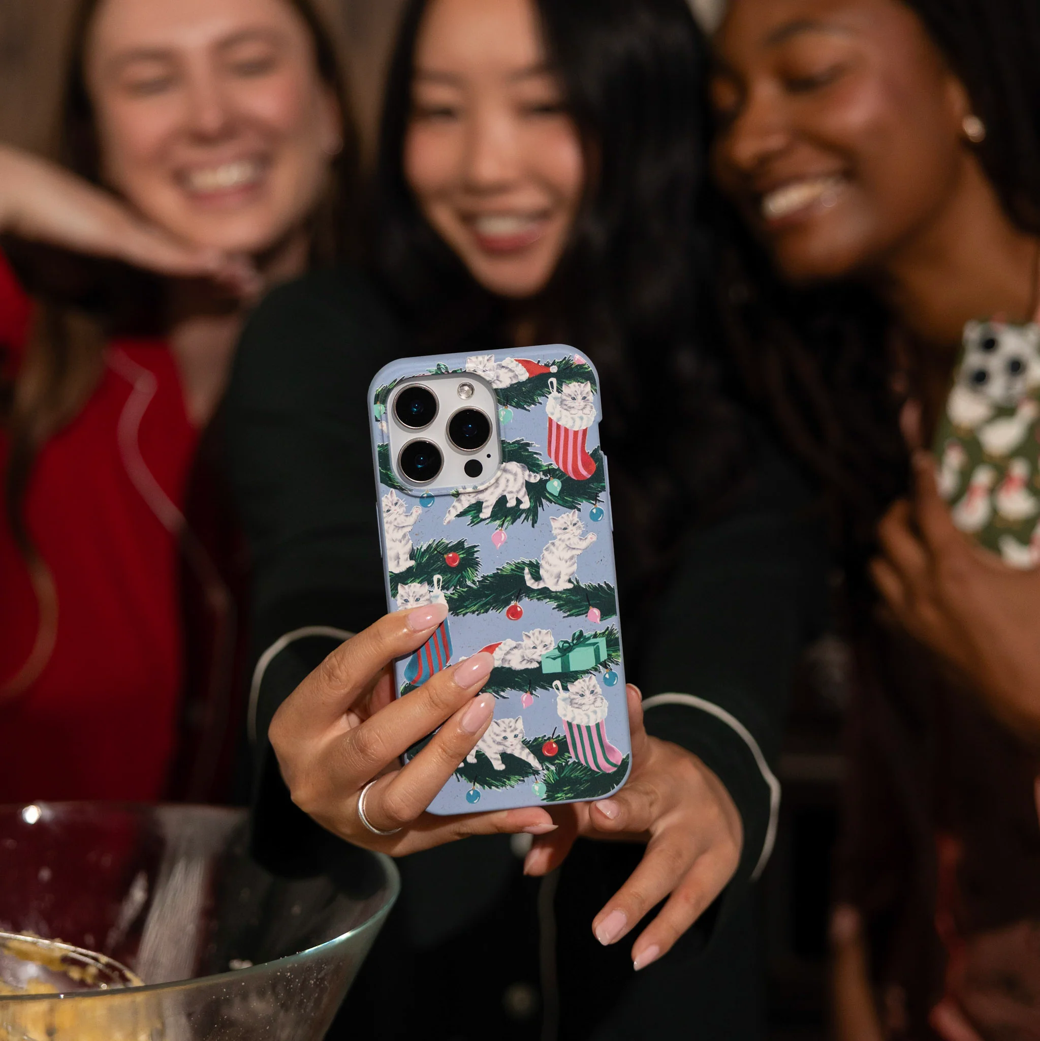 Powder Blue Christmas Kittens Google Pixel 8 Case - Image 2