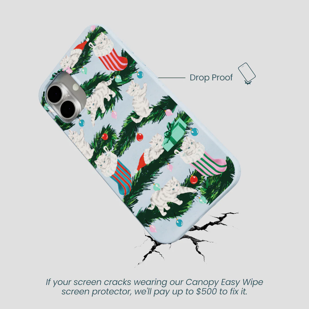 Powder Blue Christmas Kittens iPhone 16 Plus Case - Image 5