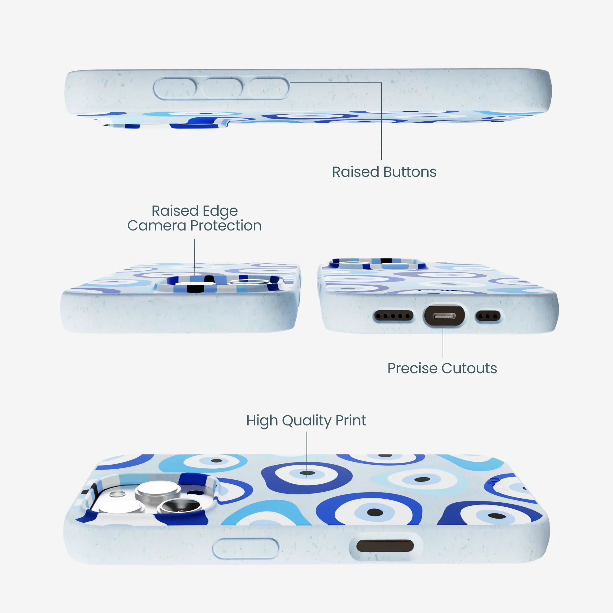 Powder Blue Evil Eye iPhone 16 Pro Max Case - Image 3