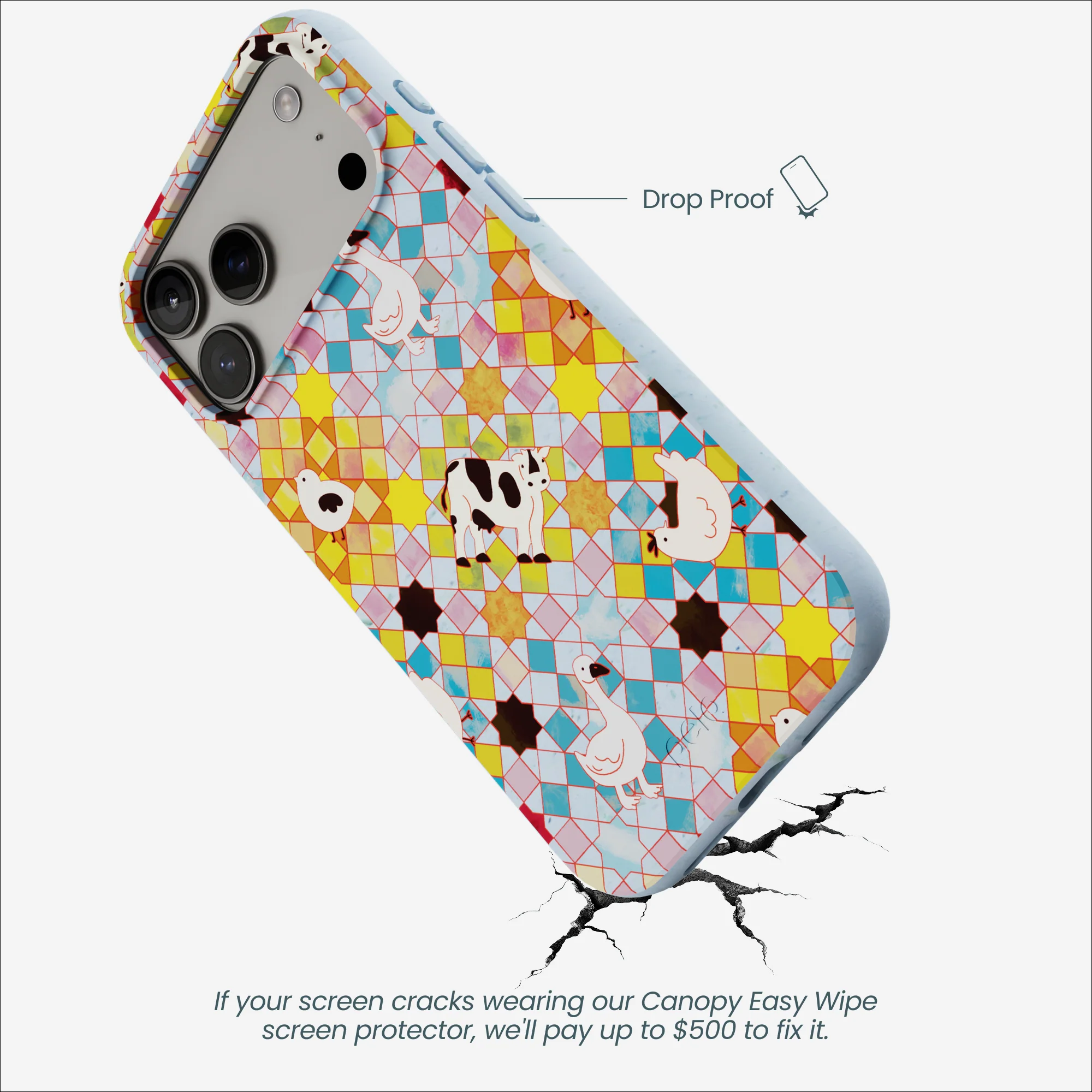 Powder Blue Farmers Mosaic iPhone 17 Pro Max Case - Image 4