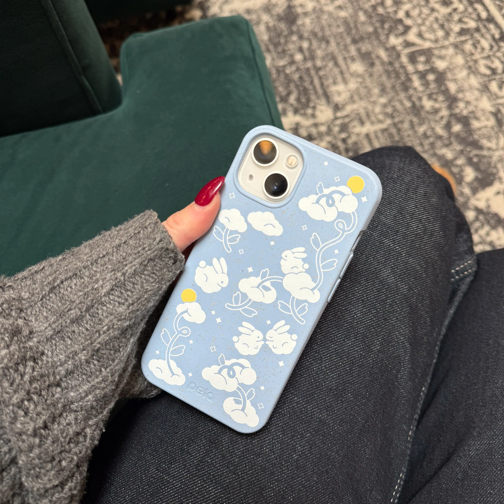Powder Blue Fluffy Flower iPhone 16 Pro Max Case - Image 2
