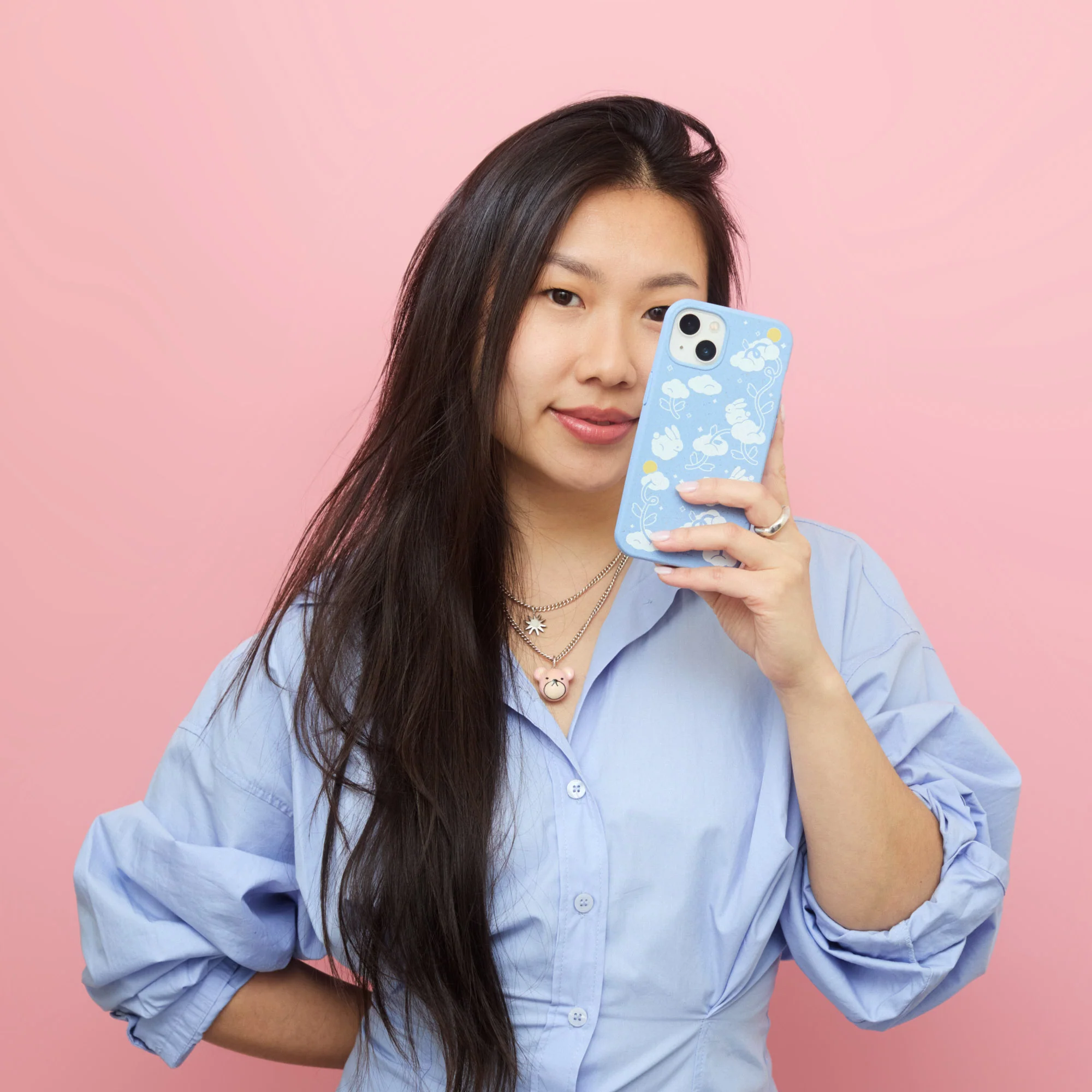 Powder Blue Fluffy Flower Google Pixel 10/10 Pro Case - Image 4
