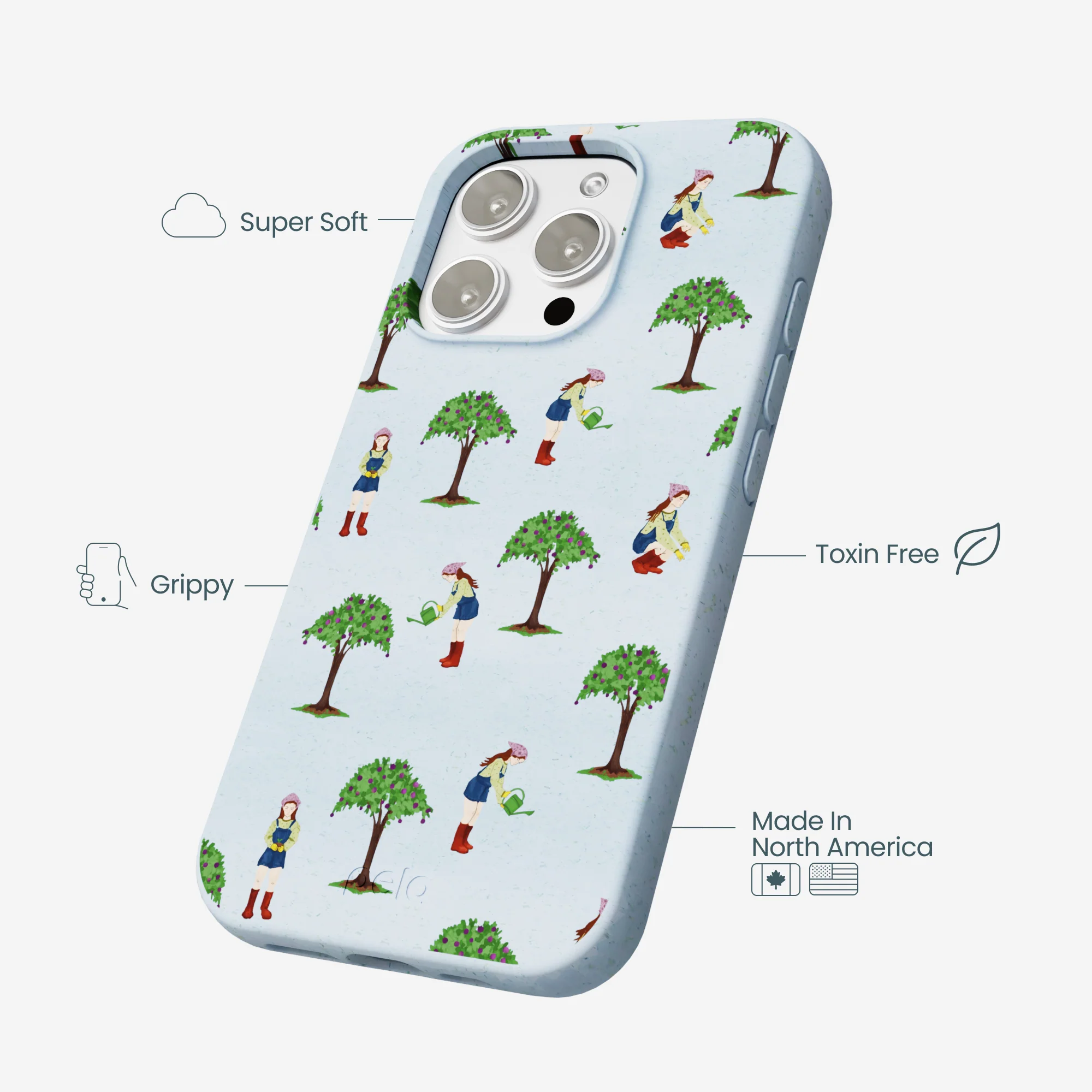 Powder Blue Gardening Girl iPhone 16 Pro Max Case - Image 3