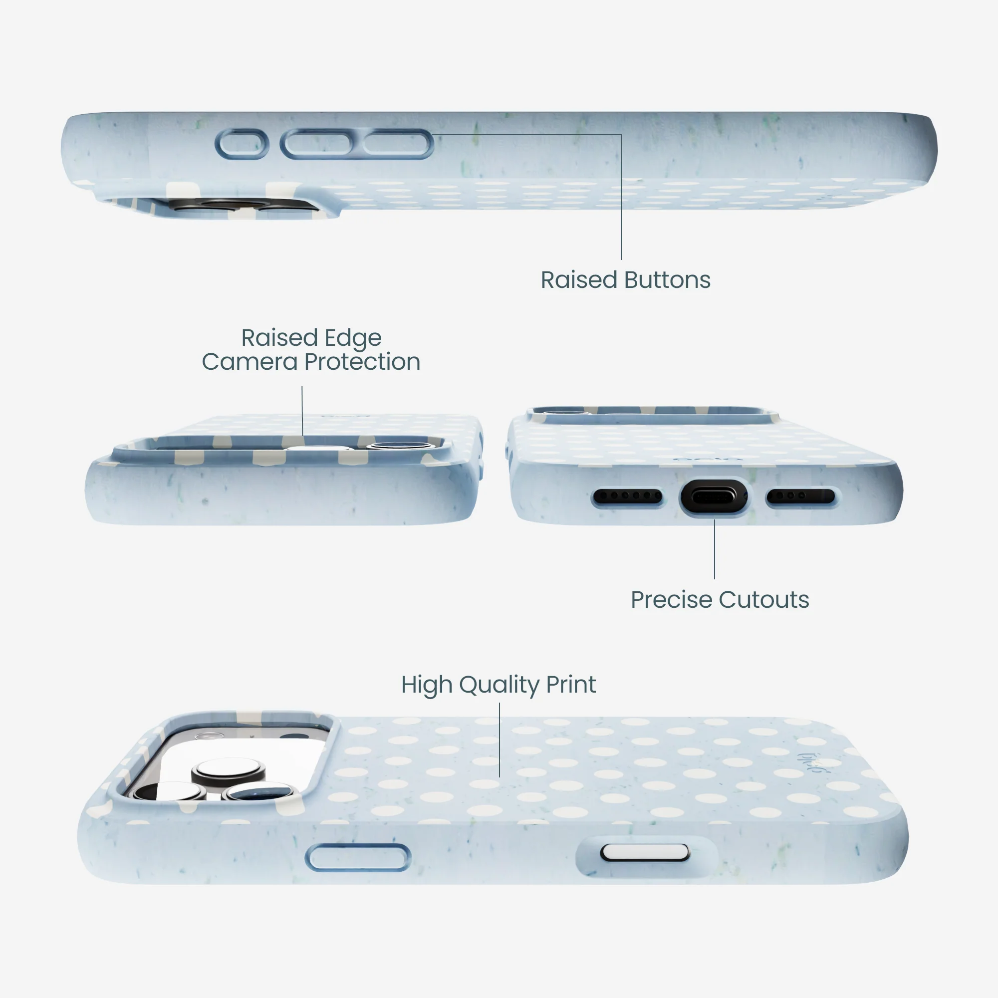 Powder Blue Indigo Dots iPhone 17 Pro Max Case - Image 3