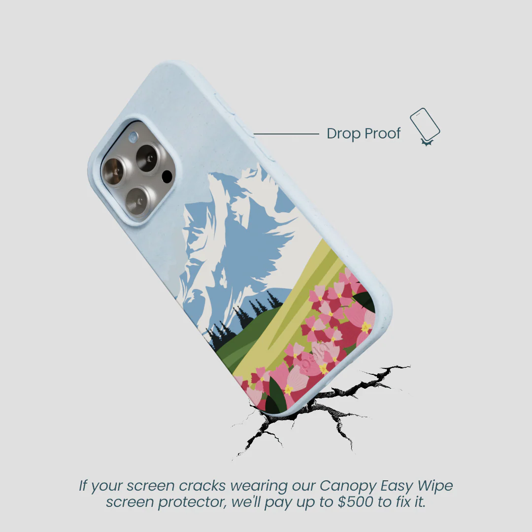 Powder Blue Mountains and Blooms iPhone 16 Pro Case - Image 5