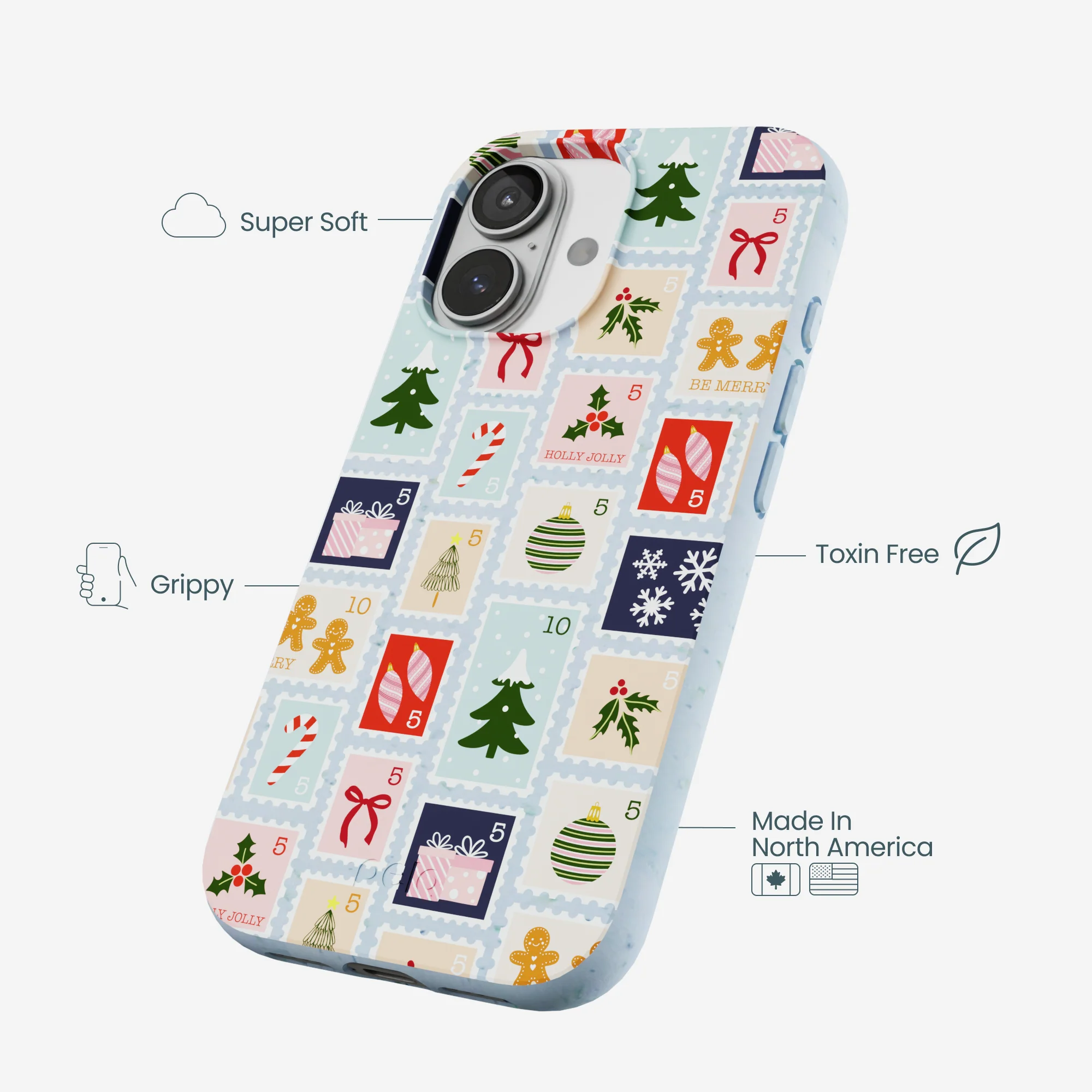 Powder Blue Noel Stamps iPhone 17 Case - Image 4