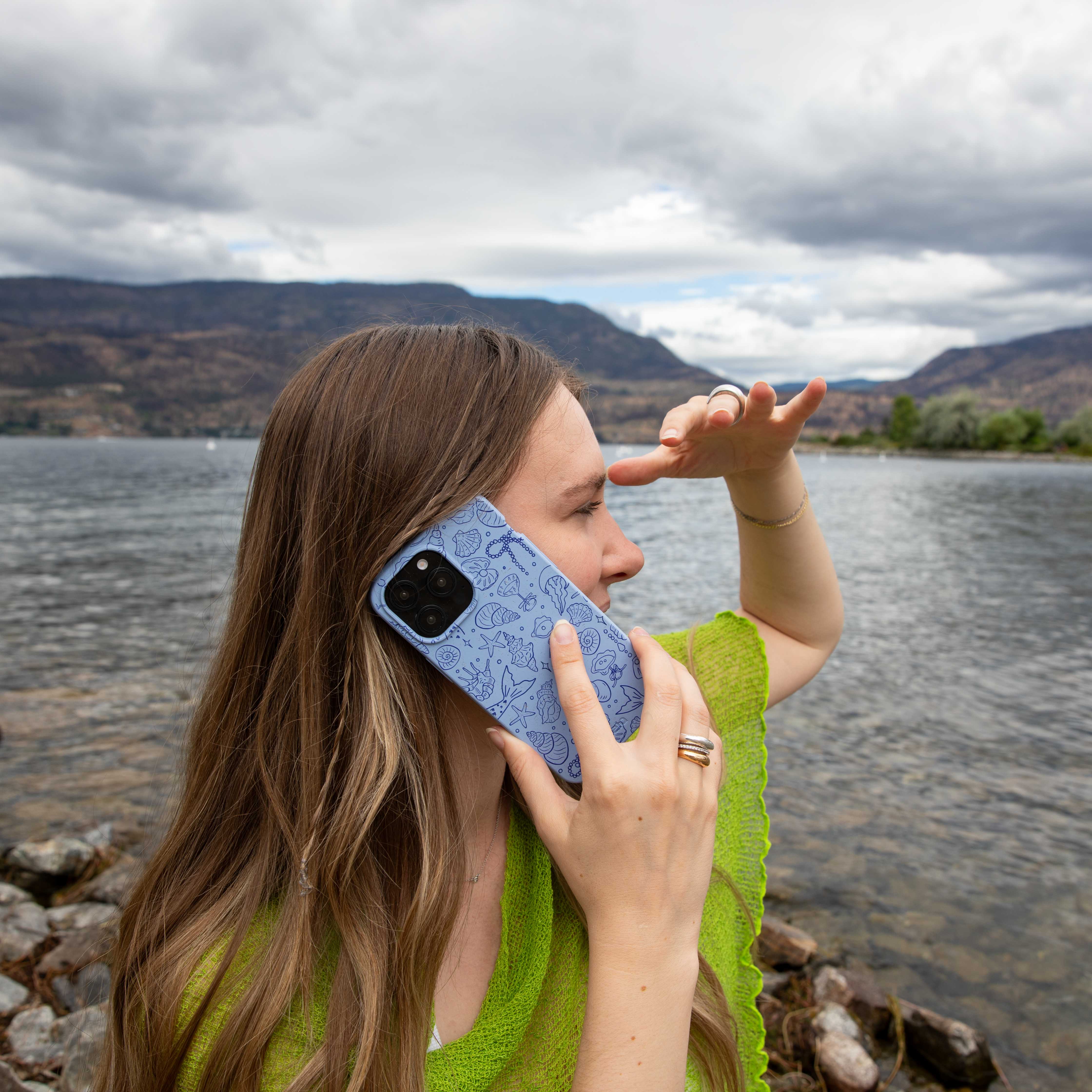 Powder Blue Ocean Charms iPhone 12/ iPhone 12 Pro Case - Image 6