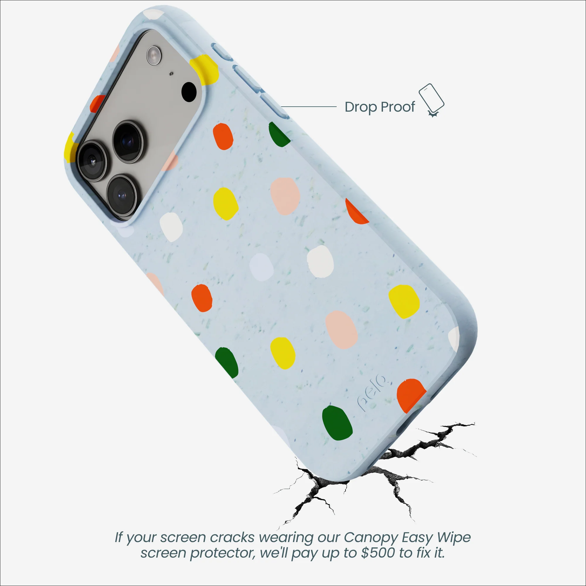 Powder Blue Rainbow Dots iPhone 17 Pro Max Case - Image 5