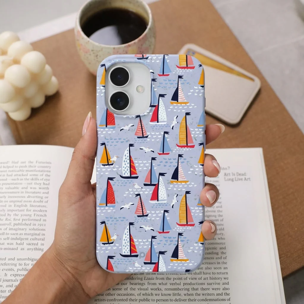 Powder Blue Sails and Seagulls iPhone 17 Case - Image 2