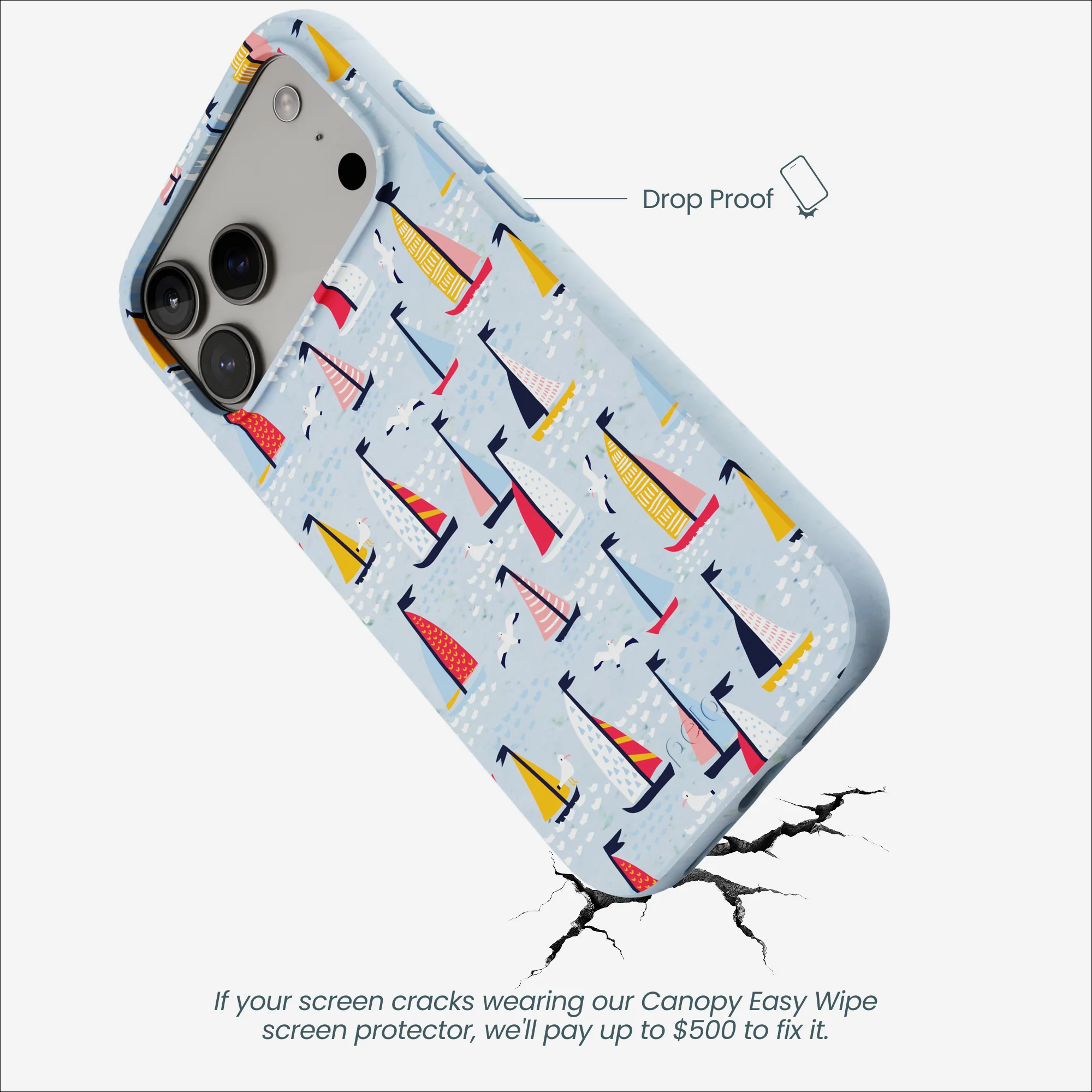 Powder Blue Sails and Seagulls iPhone 17 Pro Max Case - Image 4