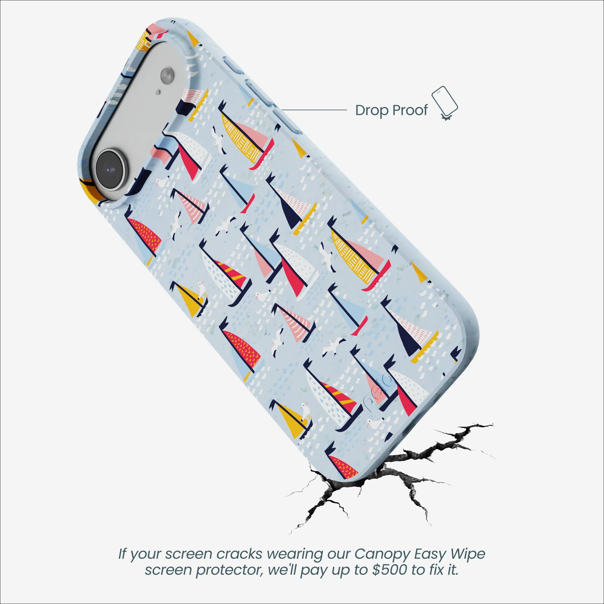 Powder Blue Sails and Seagulls iPhone Air Case - Image 4