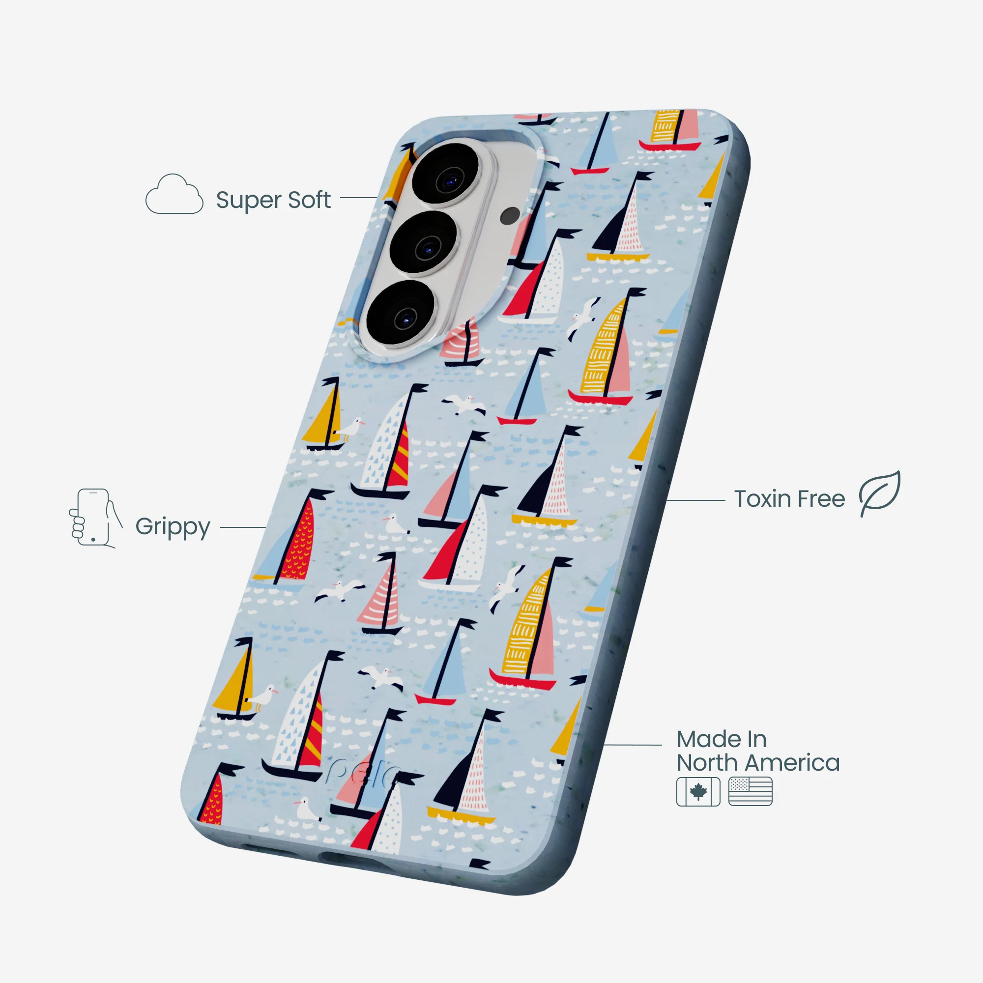 Powder Blue Sails and Seagulls Samsung Galaxy S26 Case - Image 3