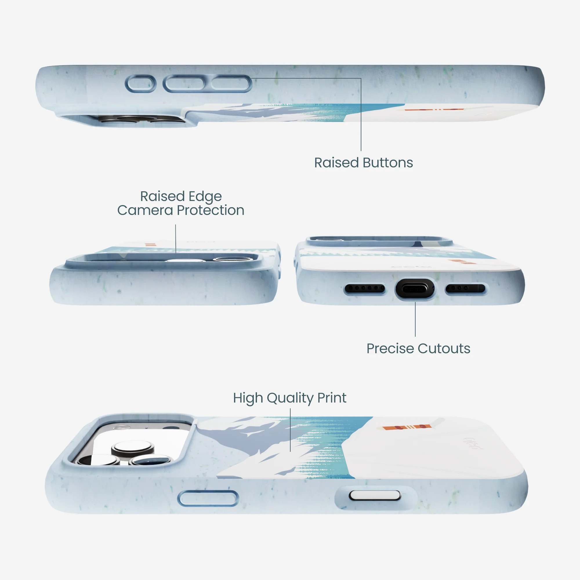 Powder Blue Shredding Peaks iPhone 17 Pro Max Case - Image 2