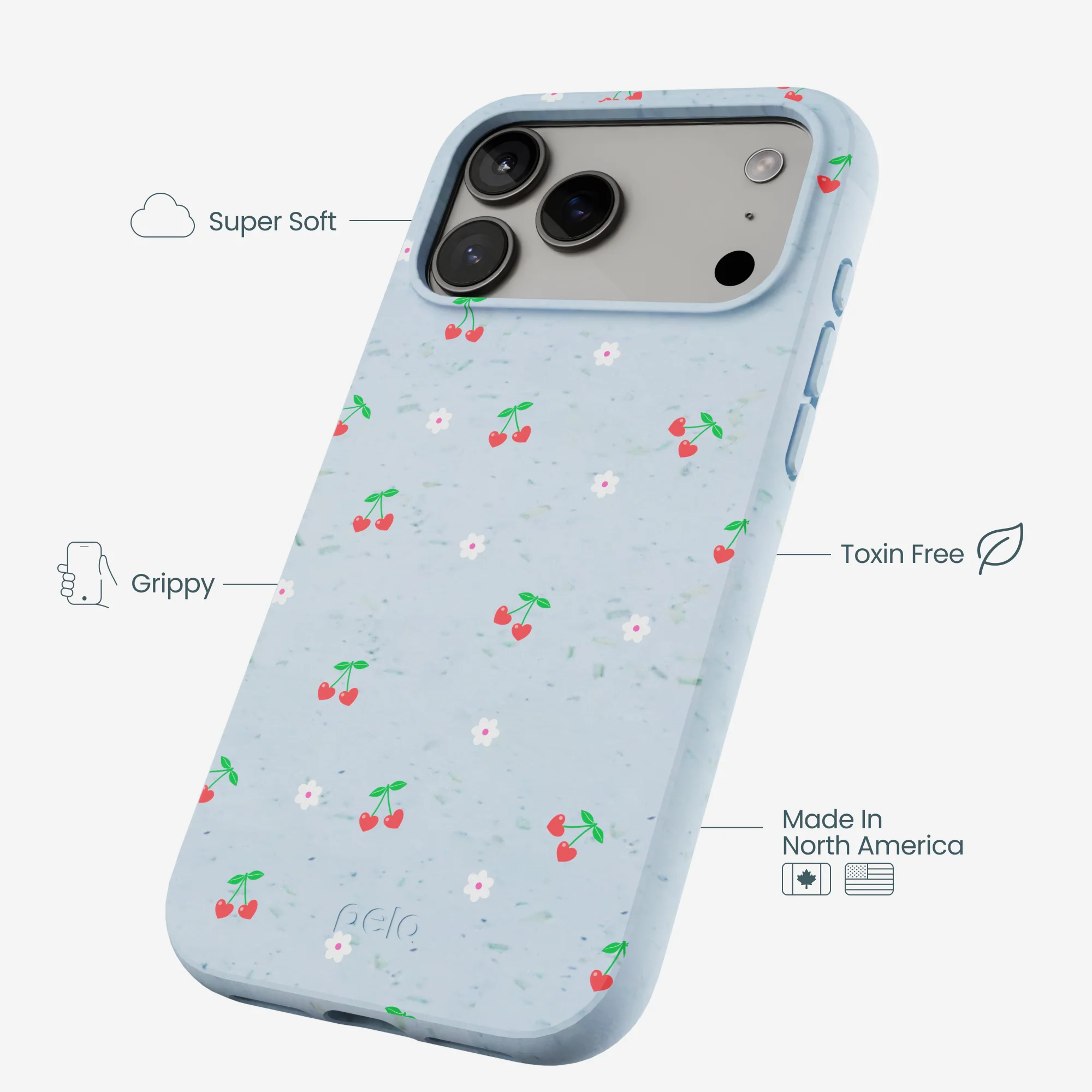 Powder Blue Sweet Cherries iPhone 17 Pro Max Case - Image 3