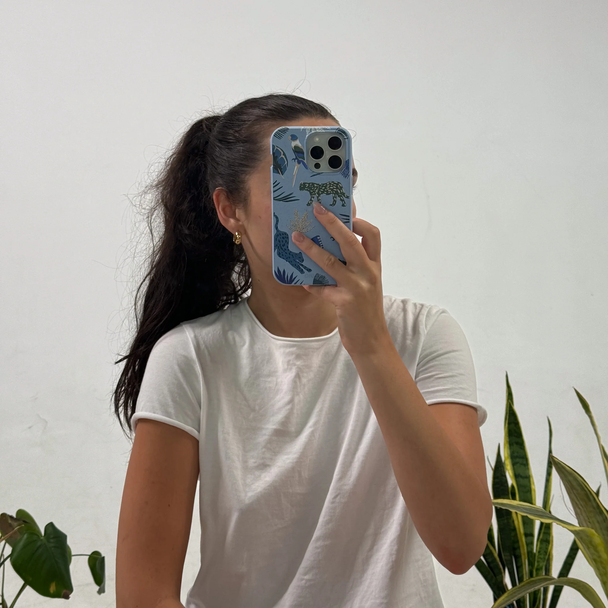 Powder Blue Tropical Rainforest iPhone 16 Plus Case - Image 6