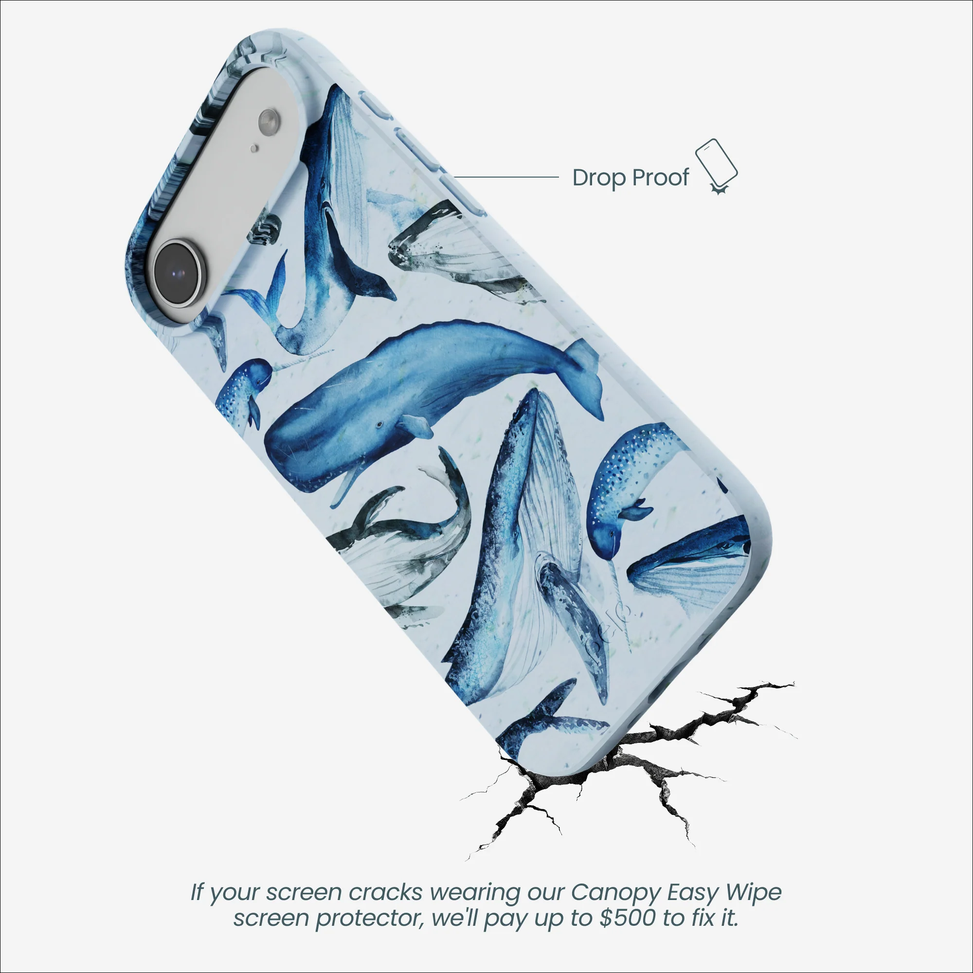 Powder Blue Whales iPhone Air Case - Image 4