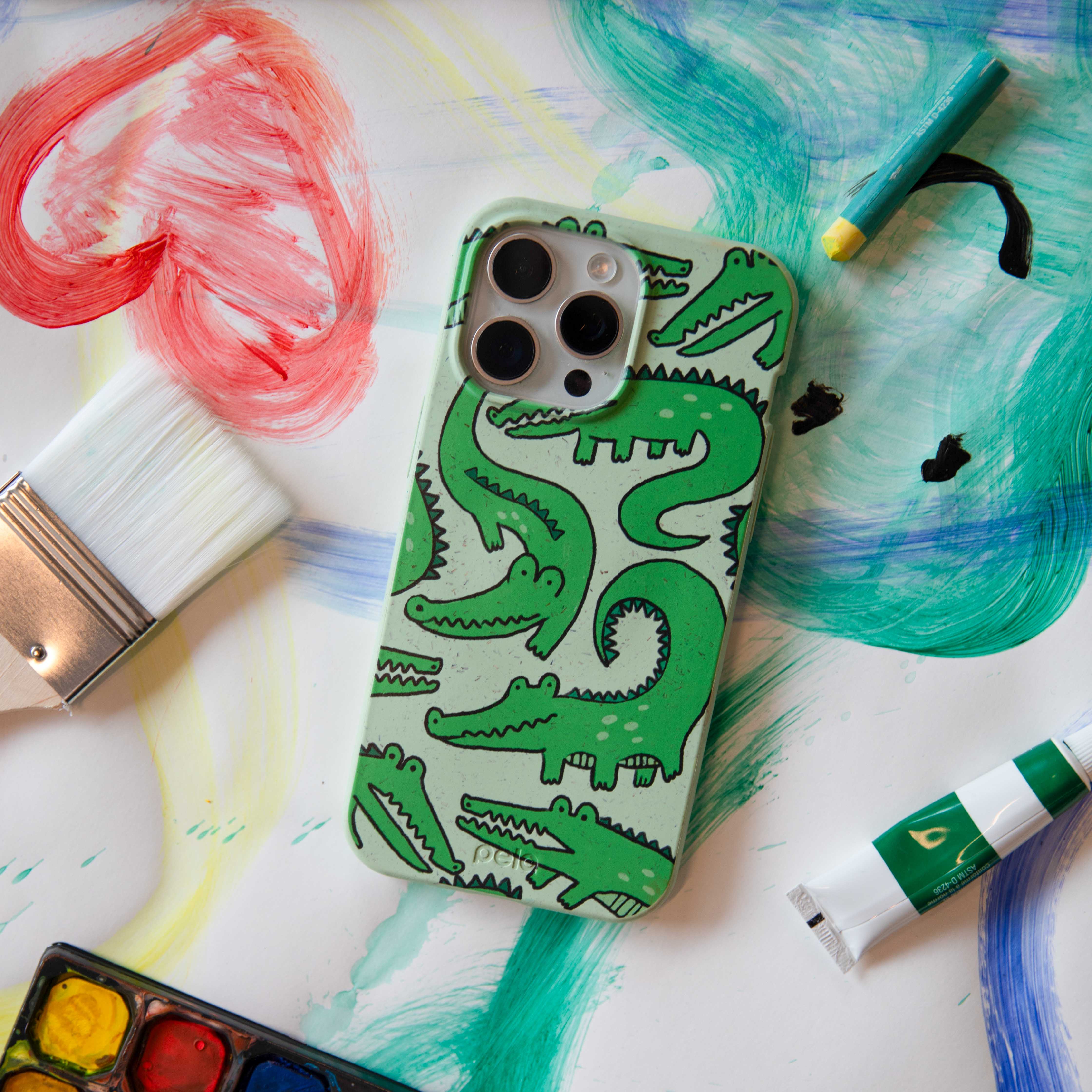 Sage Green Croc a Doodle Google Pixel 7 Pro Case - Image 2