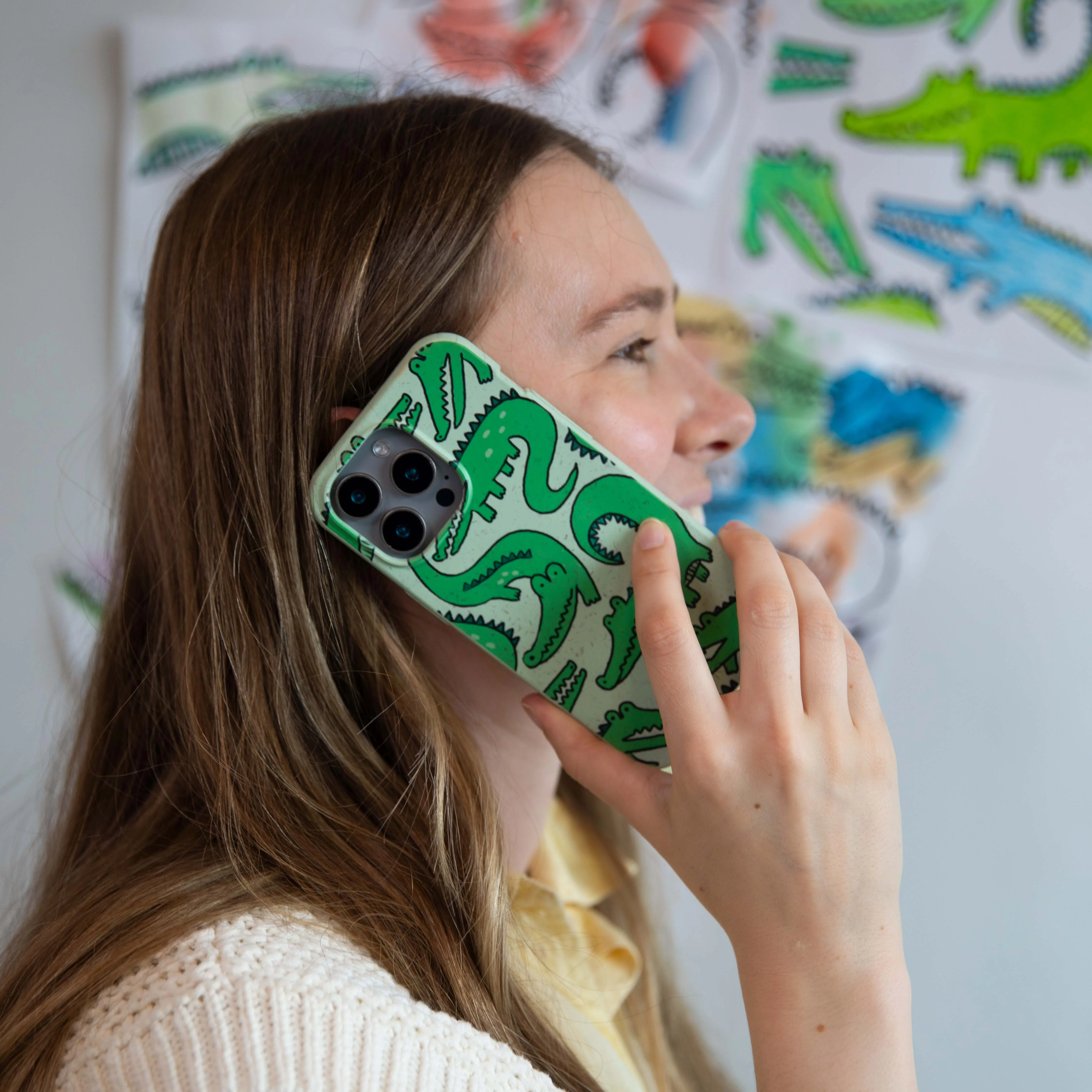 Sage Green Croc a Doodle Google Pixel 7a Case - Image 6