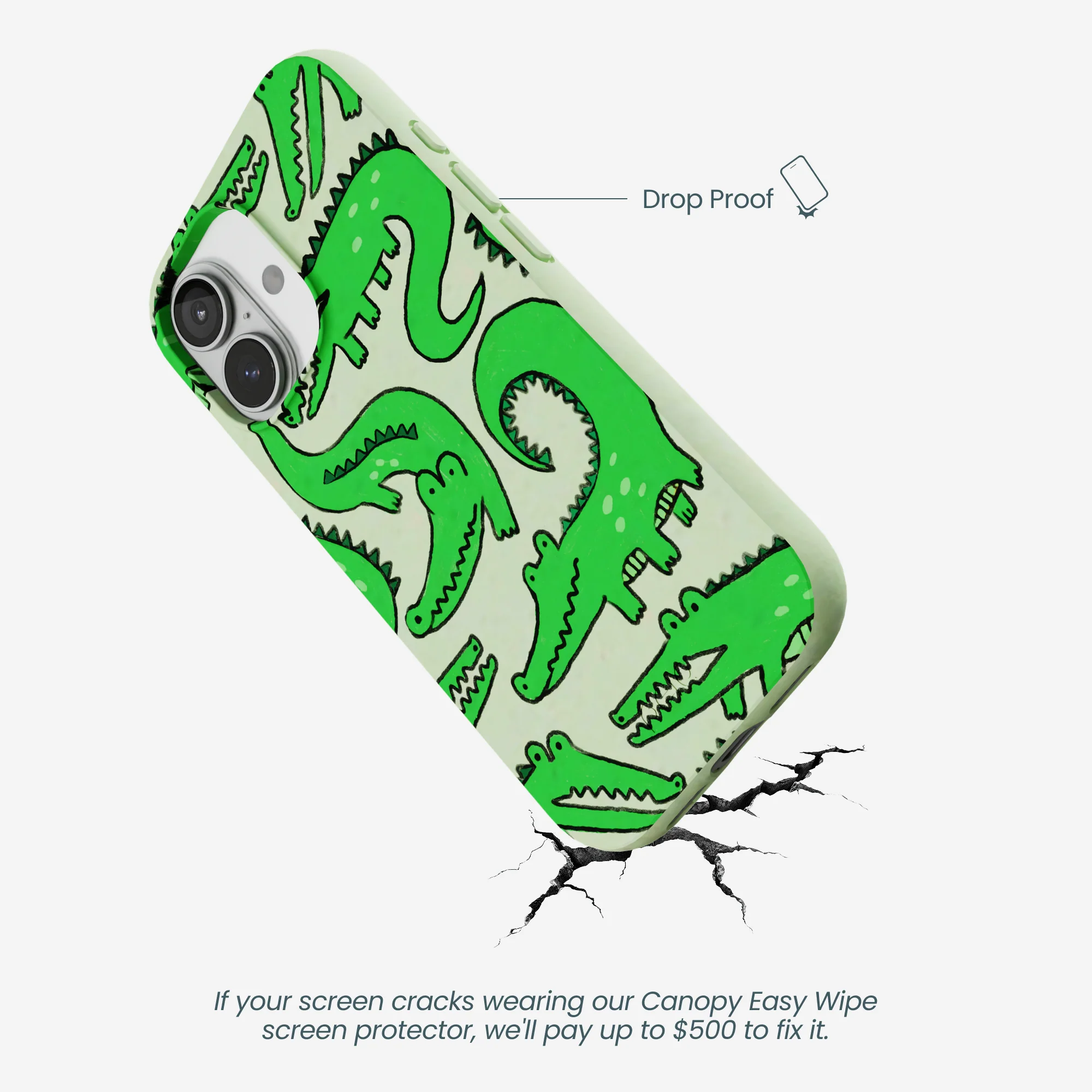 Sage Green Croc a Doodle iPhone 17 Case - Image 5