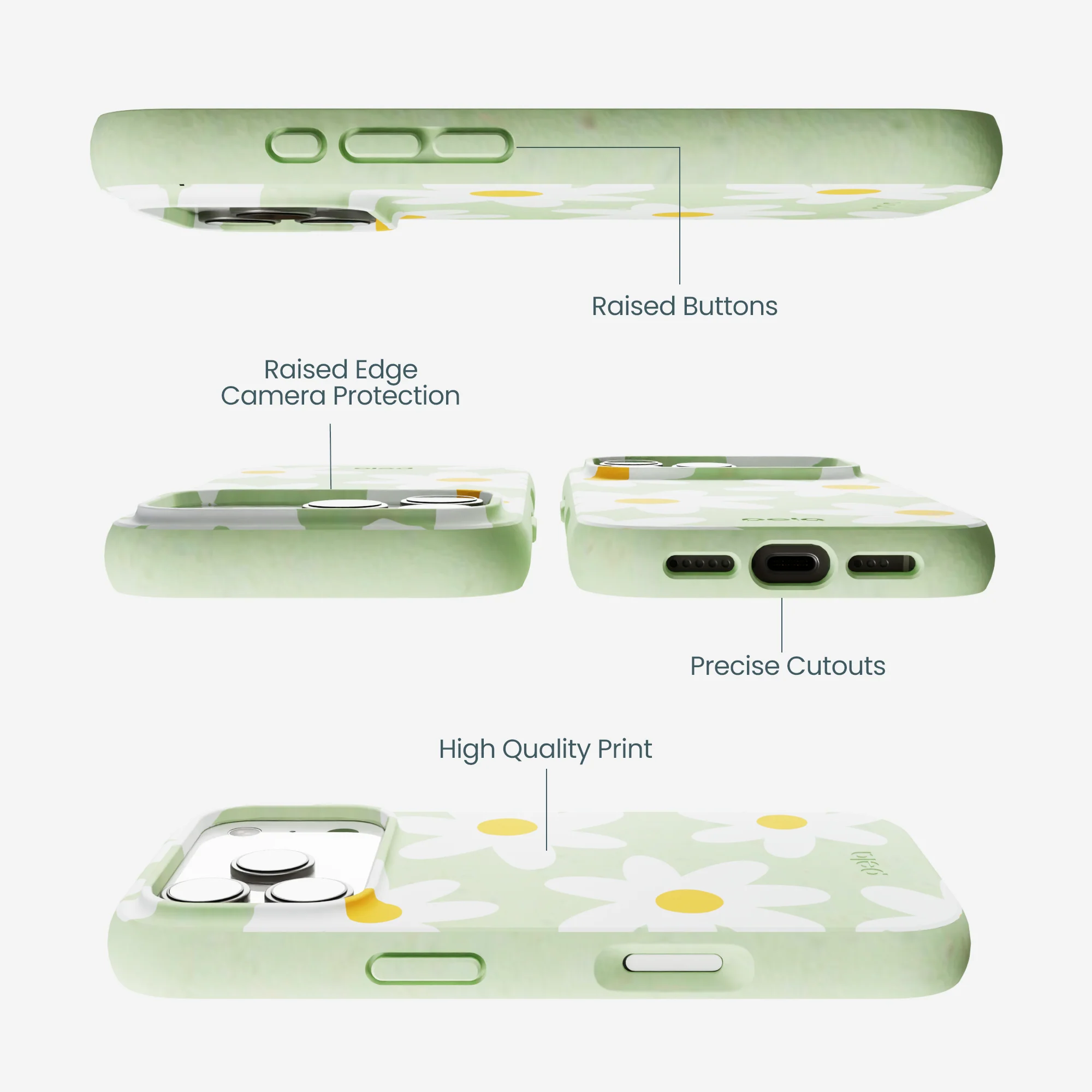 Sage Green Daisy iPhone 17 Pro Case - Image 2